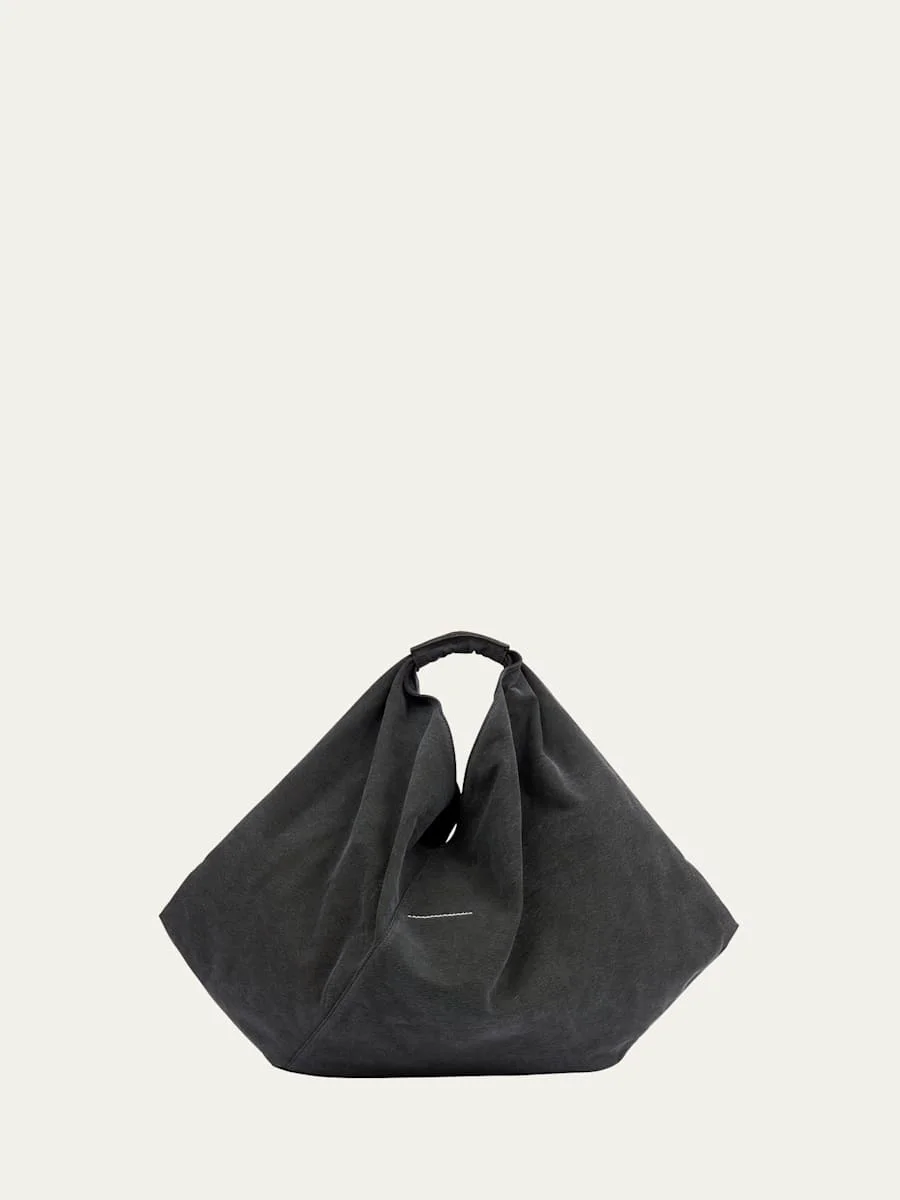 Japanese Draped Canvas Top-Handle Bag - 1