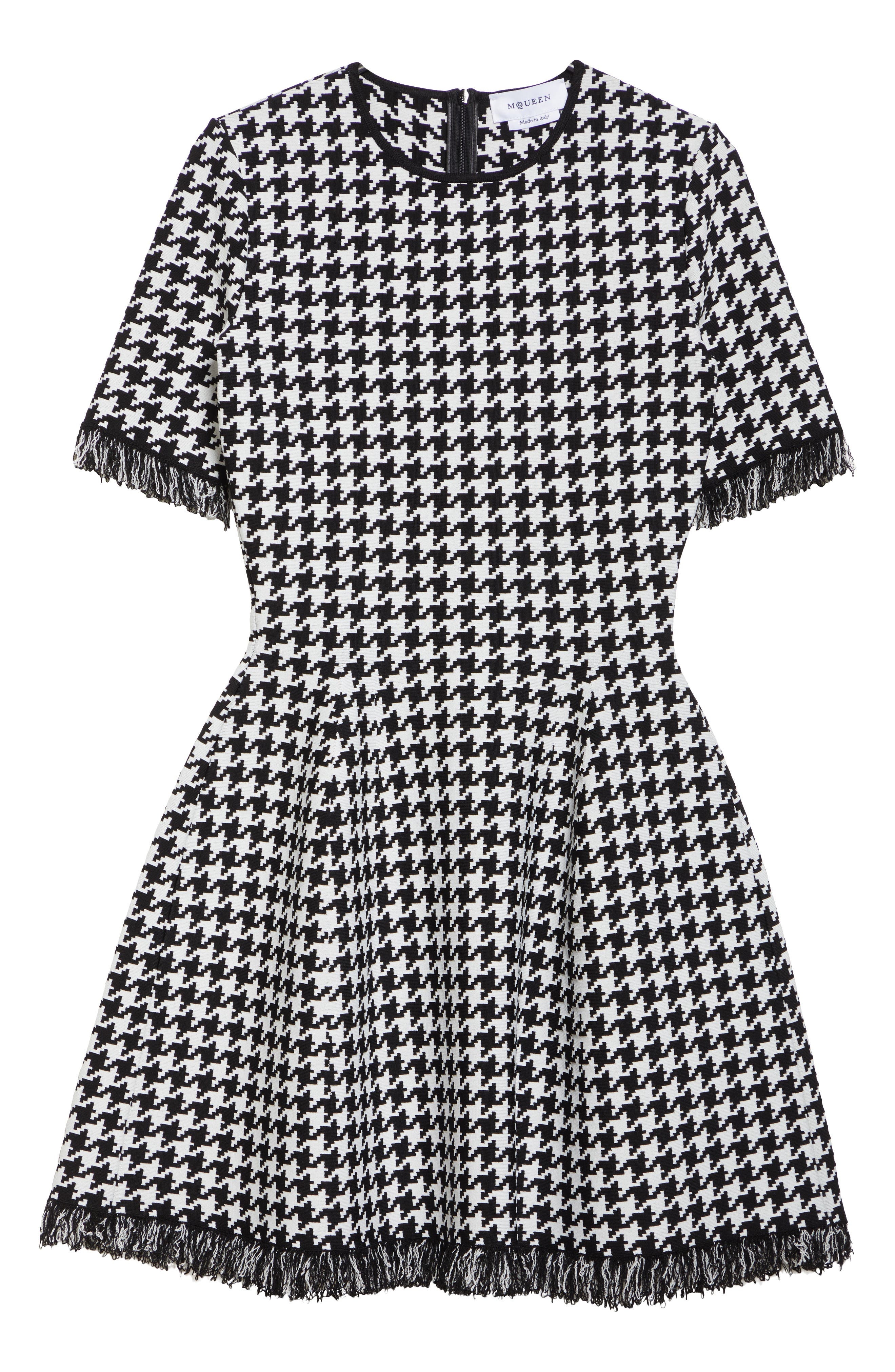 McQueen Houndstooth Check Fit & Flare Minidress in Black/Ivory at Nordstrom - 5