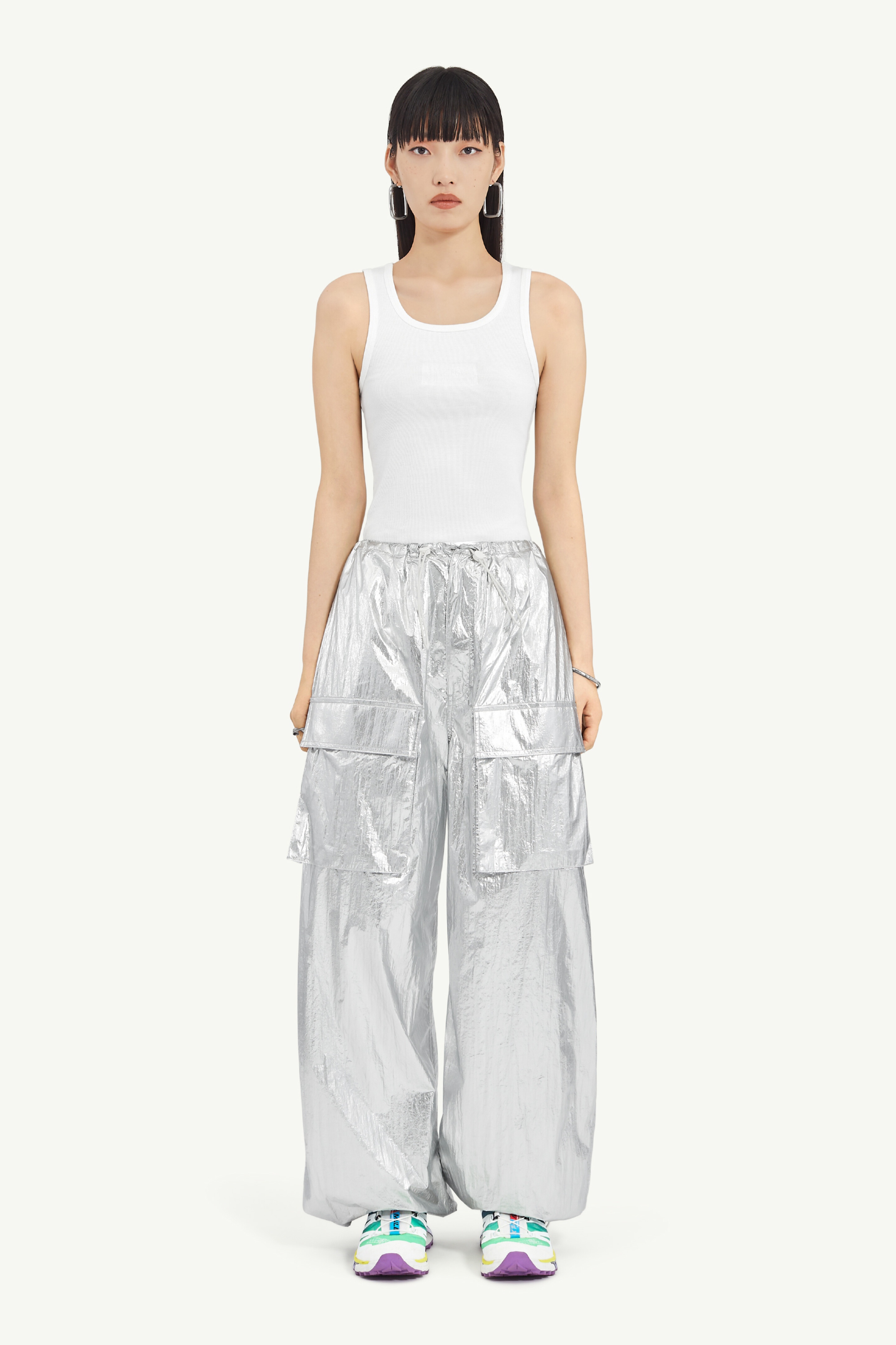 Silver Tyvek Wide-Leg Trousers - 2