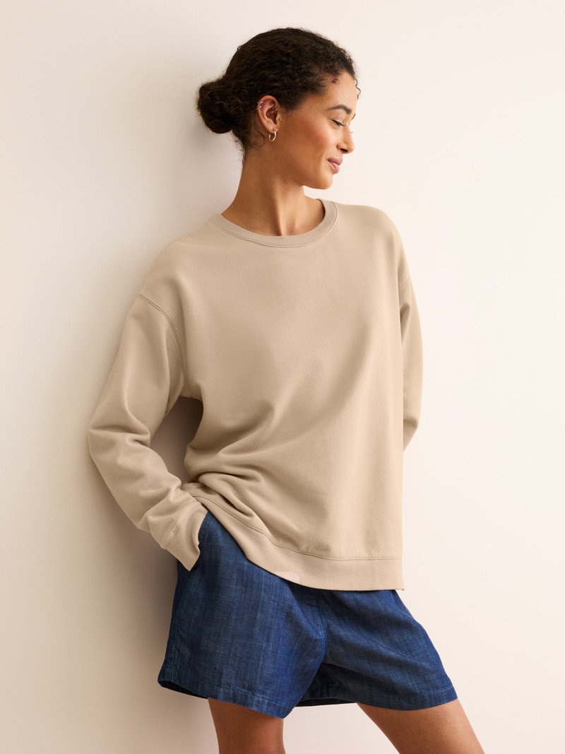 Derek Rose Women's Sweatshirt Quinn Cotton Modal Beige Pink outlook