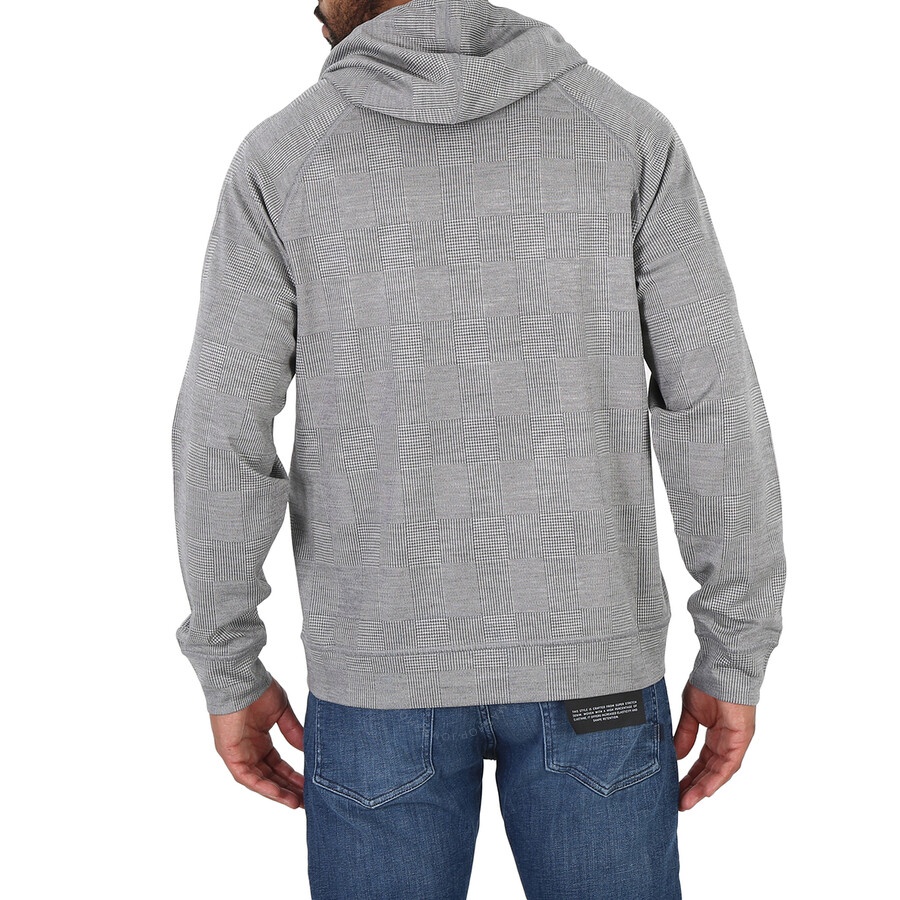 Emporio Armani Grigio Prince Of Wales Eucalyptus Wool-Blend Jersey Hoodie - 6