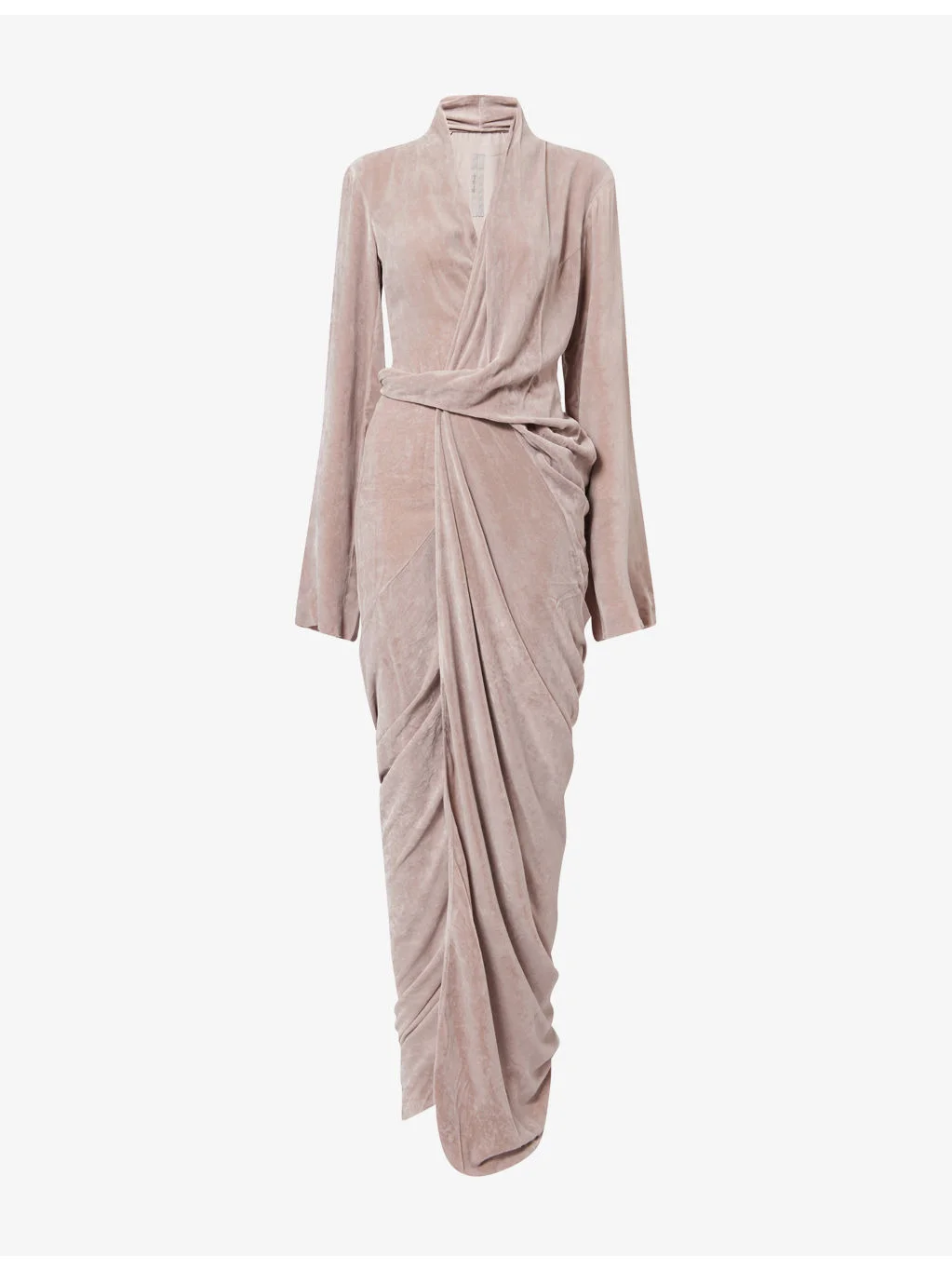 Wrap-Over Draped Velvet Gown - 1