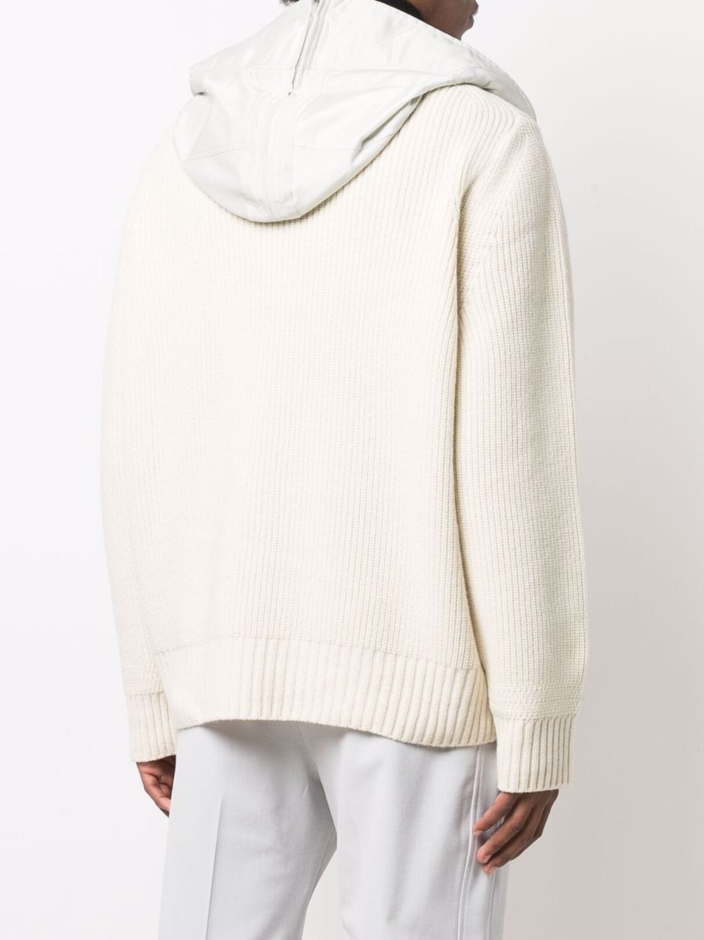 rib-knit hooded jumper - 4