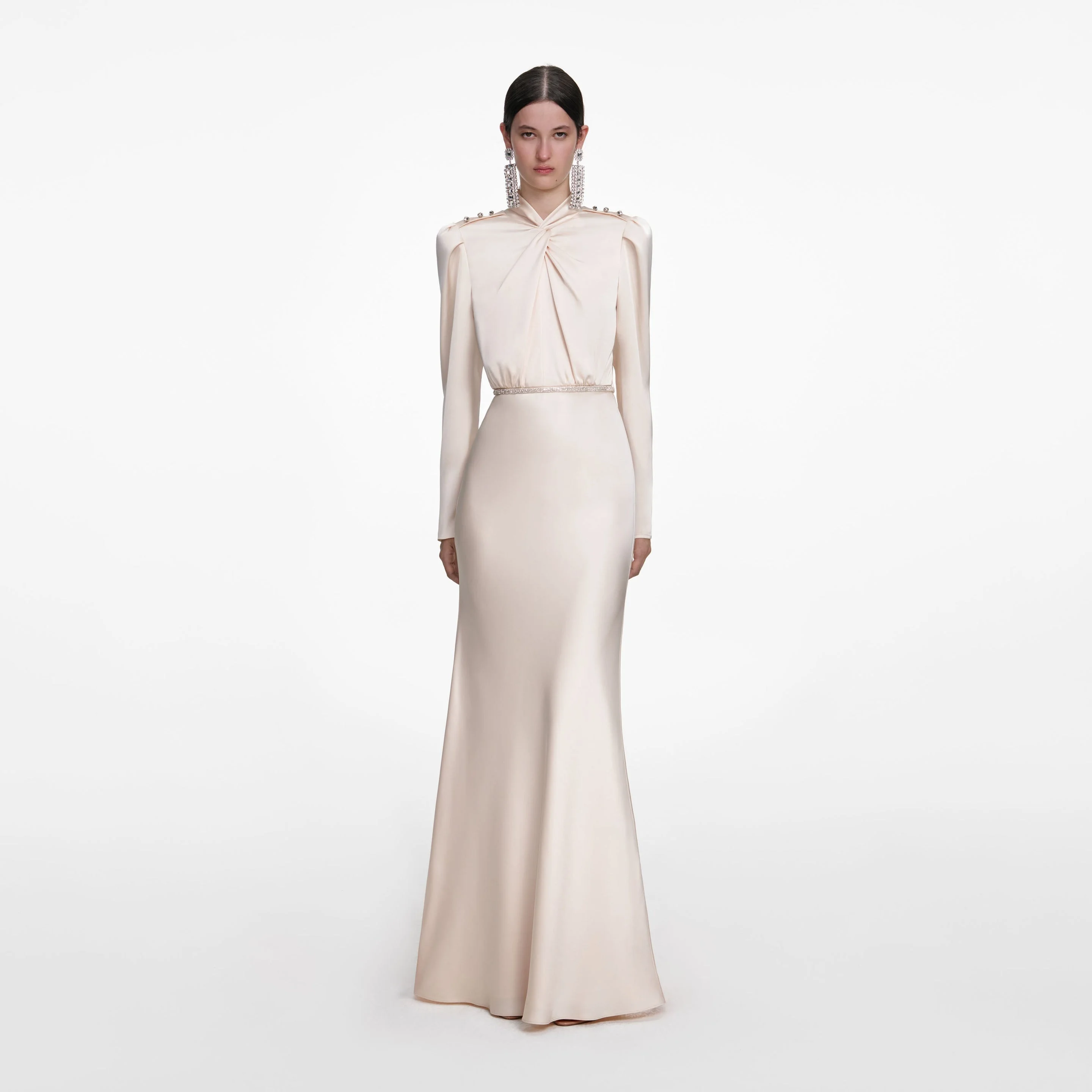 Champagne Satin Maxi Dress - 1