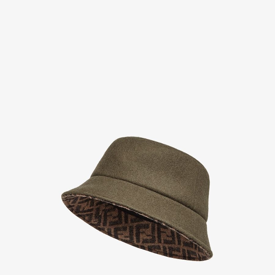 Green wool and silk bucket hat - 1