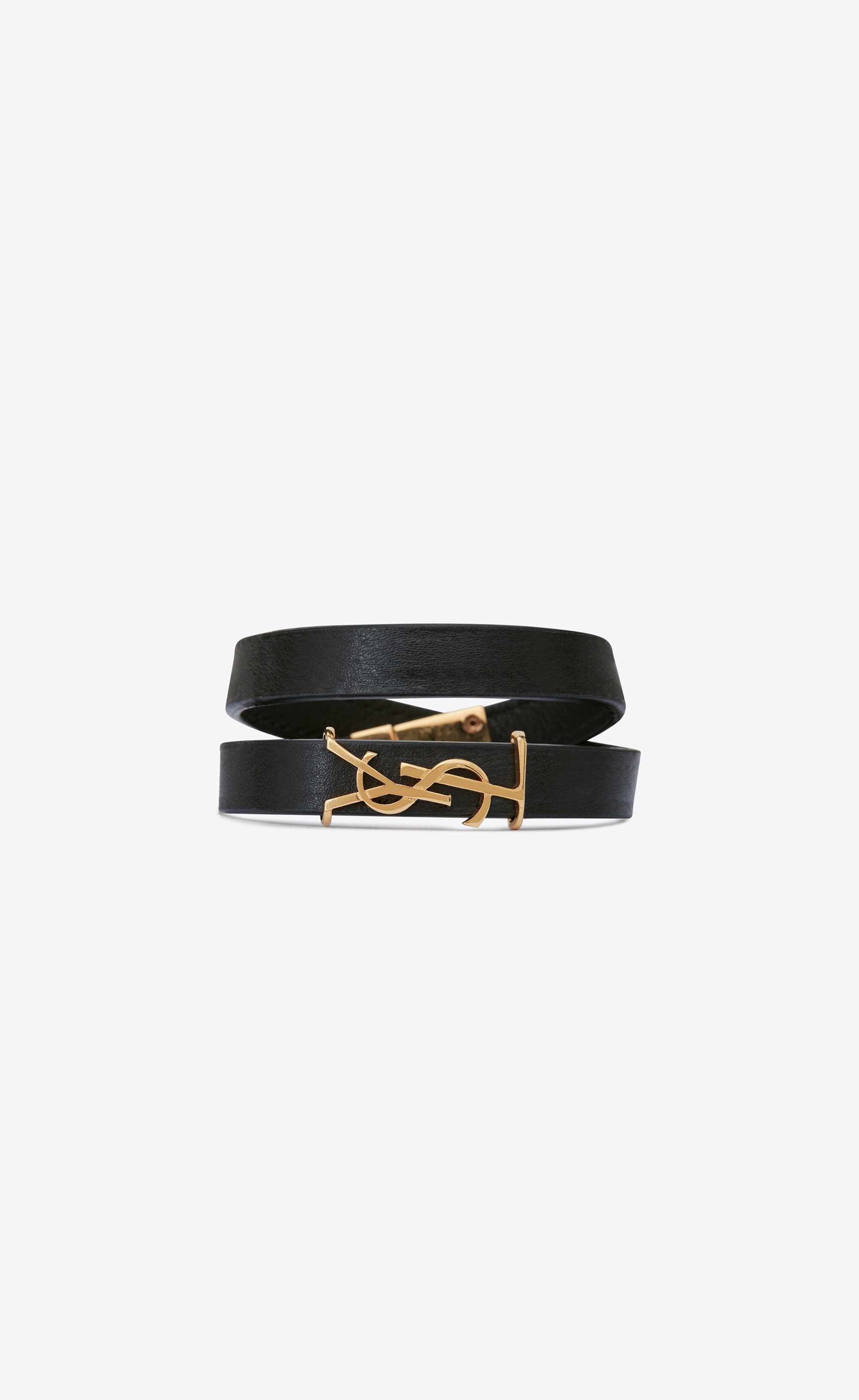 opyum double wrap bracelet in leather and metal - 1