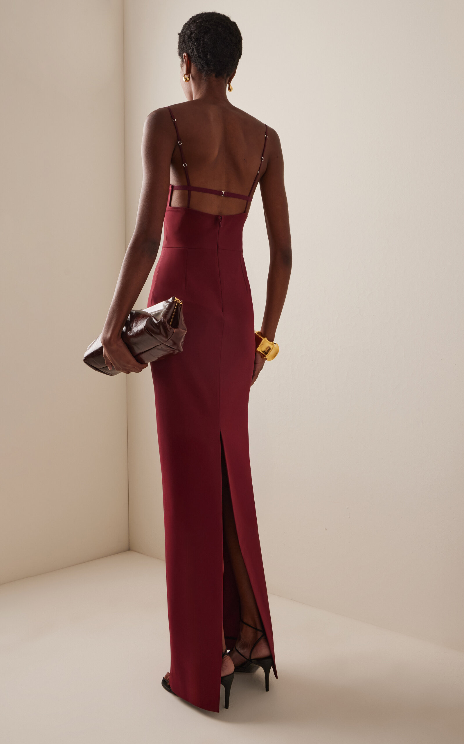 V-Wire Bra Jersey Maxi Dress burgundy - 4