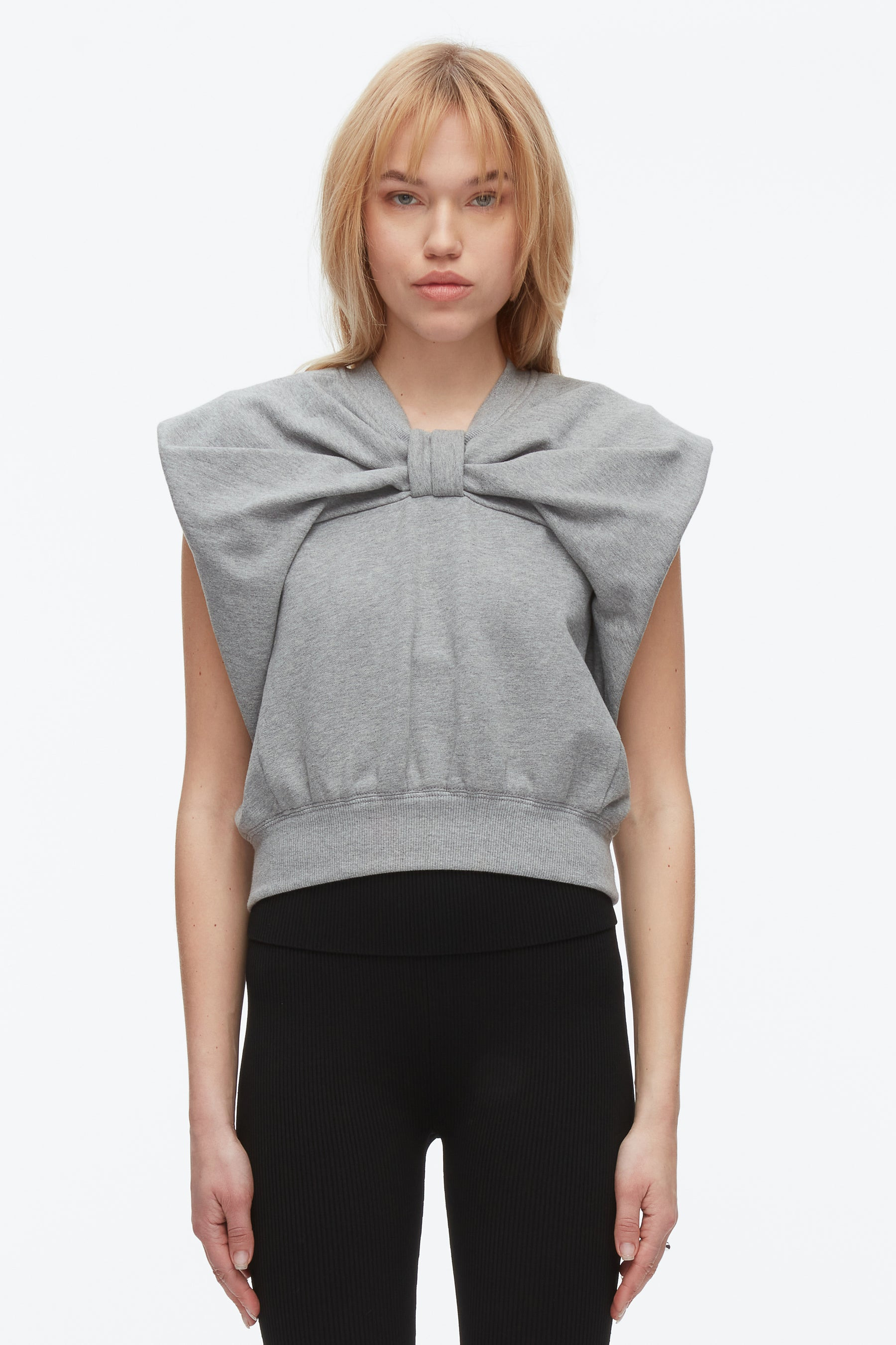 Draped Bow French Terry Top - 3