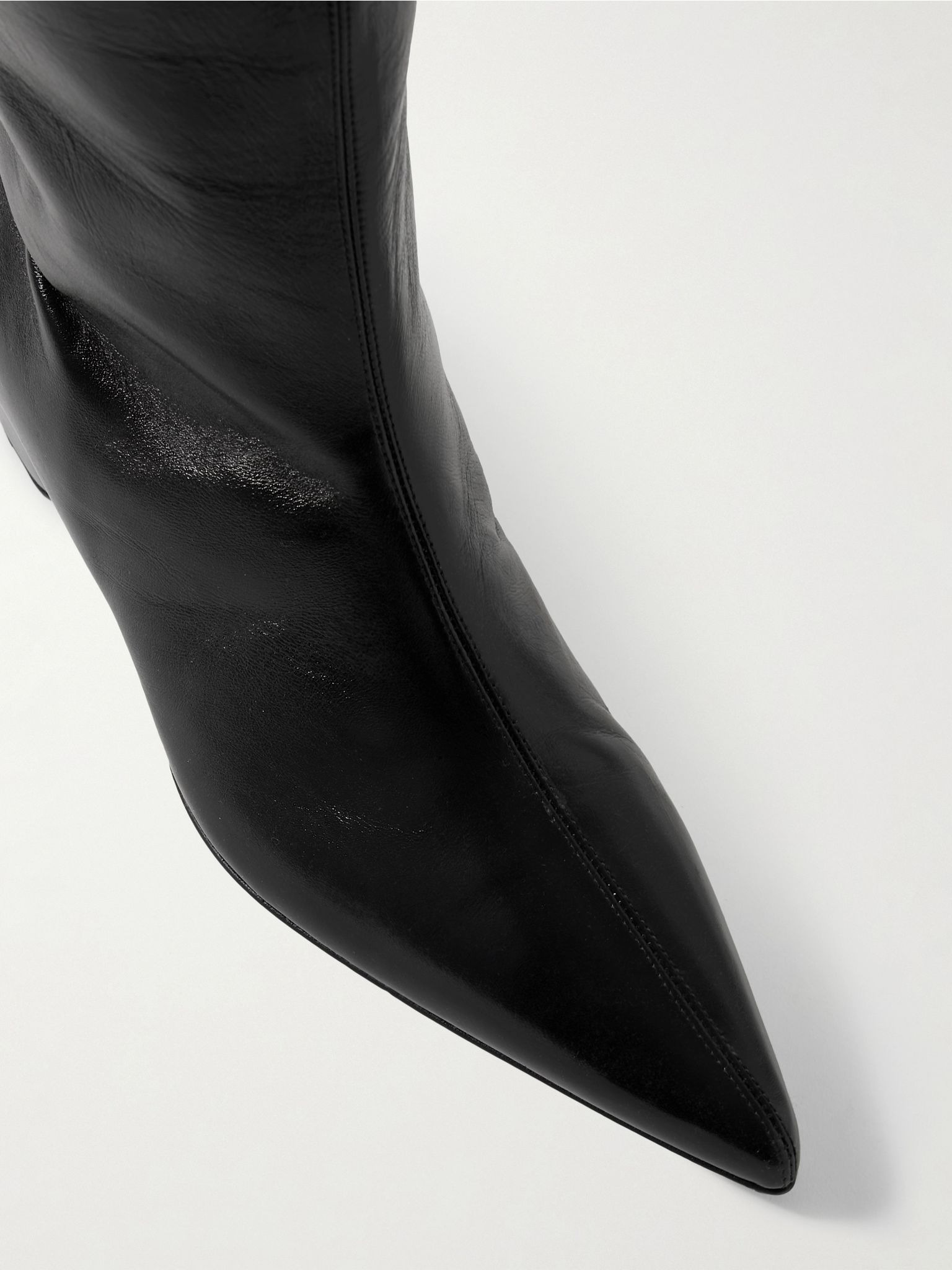 Sybil glossed-leather knee boots Black - 4