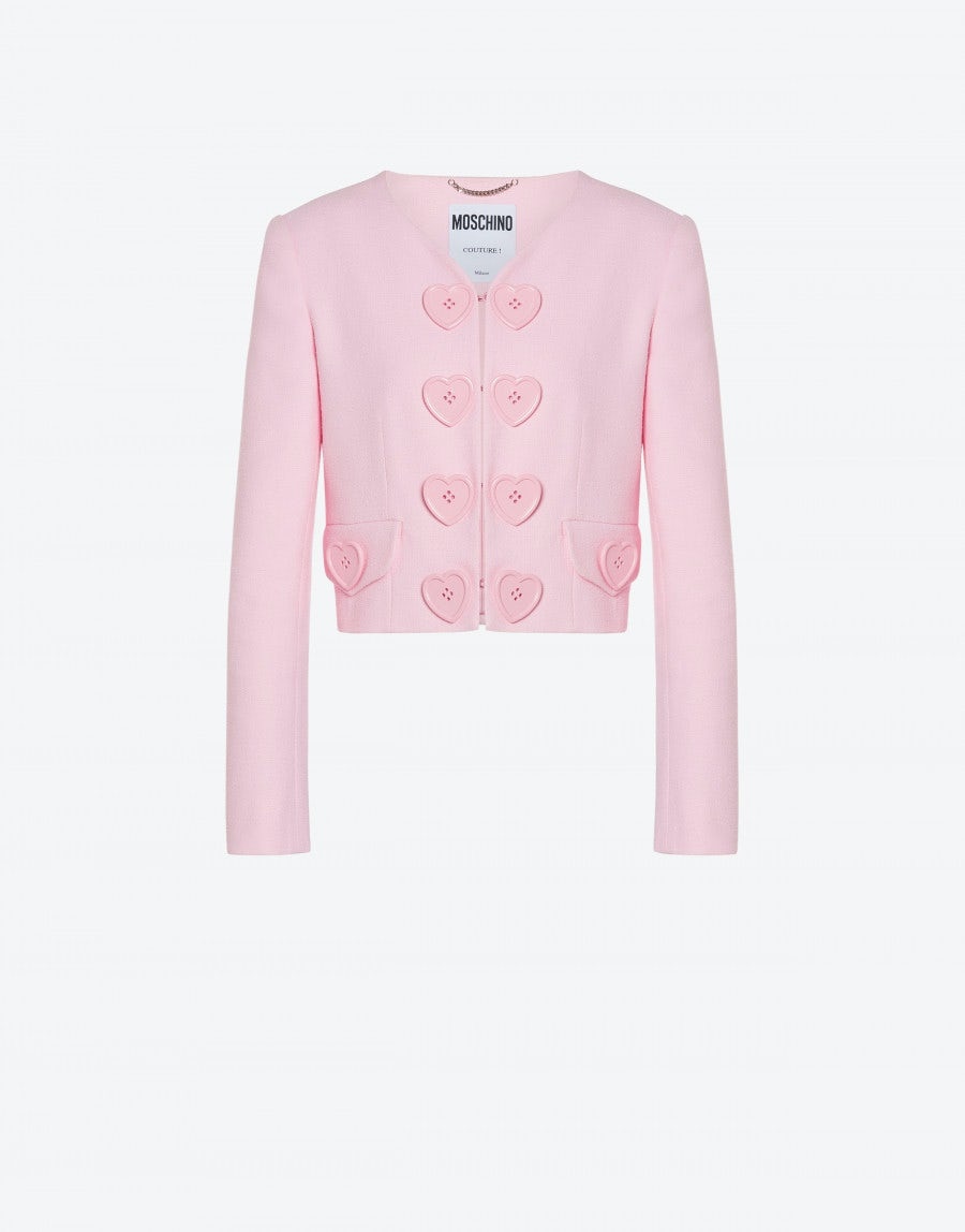 HEART BUTTONS BOUCLÉ JACKET - 1