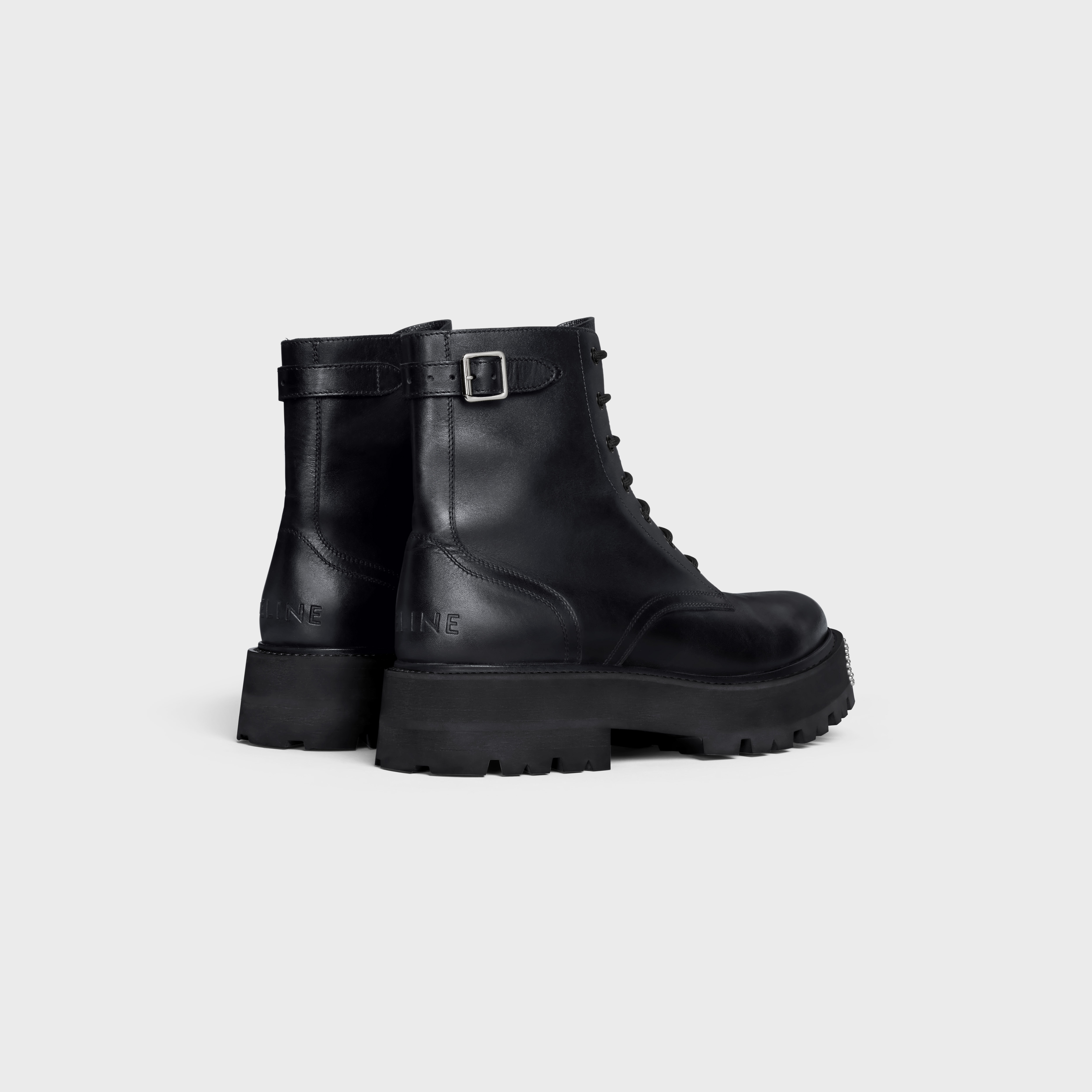 CELINE BULKY LACE-UP BOOT WITH STUDDED OUTSOLE in SHINY BULL - 3