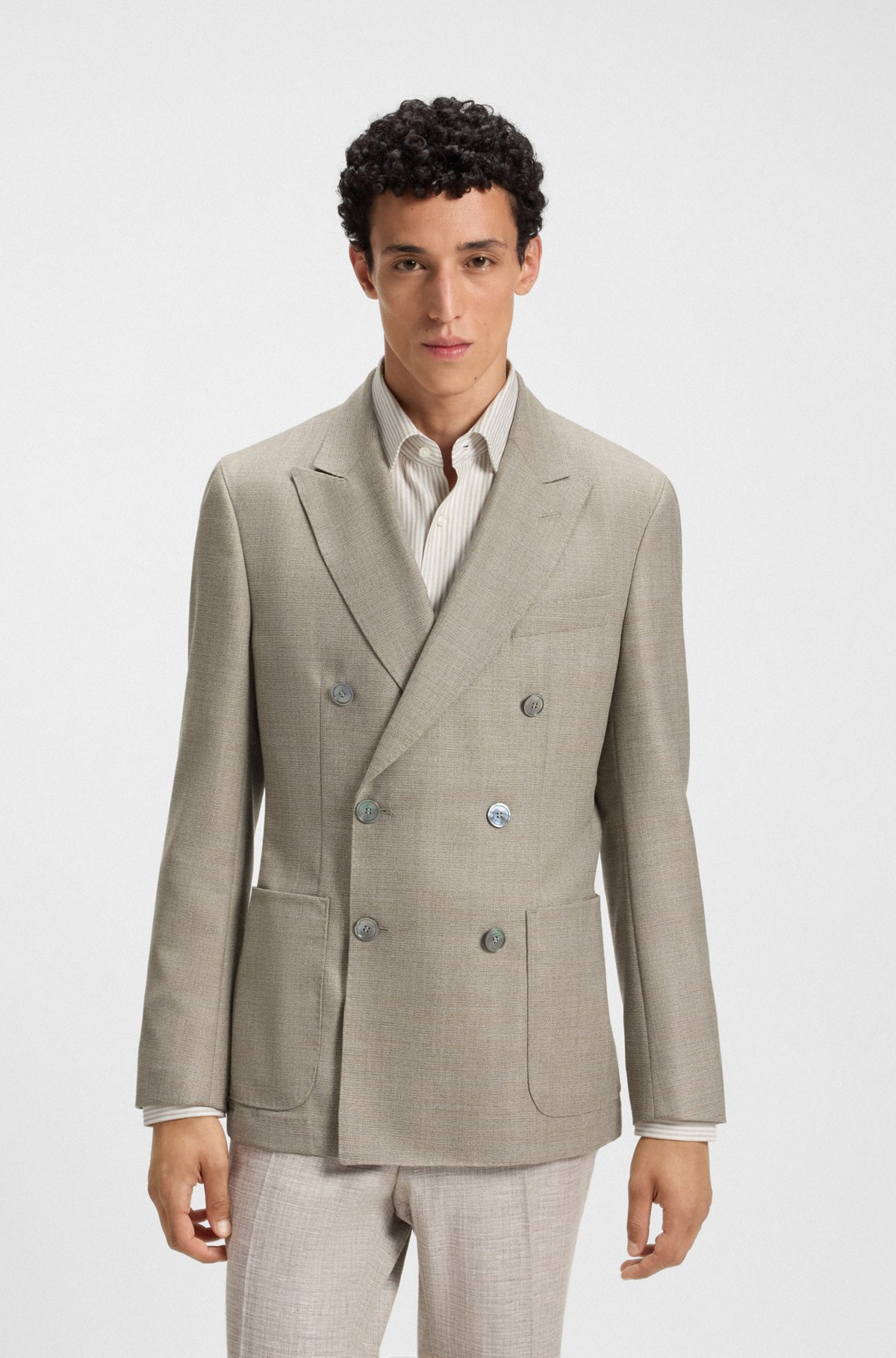 SLIM-FIT BLAZER IN PATTERNED VIRGIN WOOL - 2