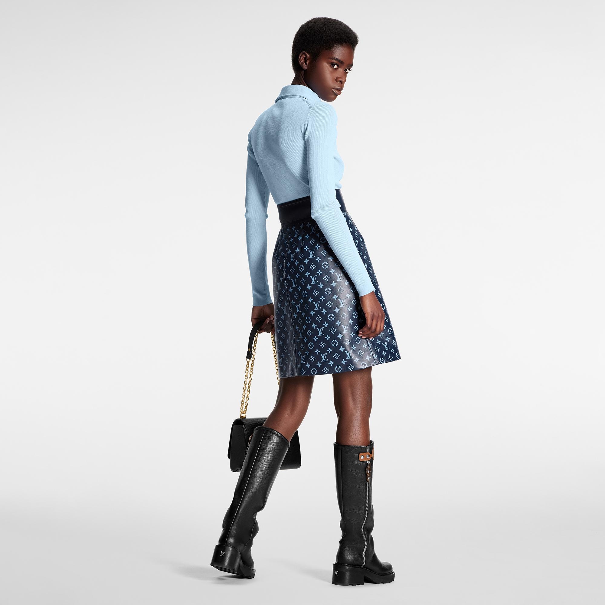 Embossed Midnight Monogram Pencil Skirt - 3