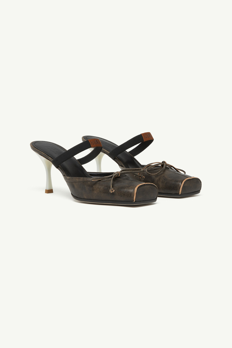 MM6 Maison Margiela Square-toe leather ballerina mules outlook
