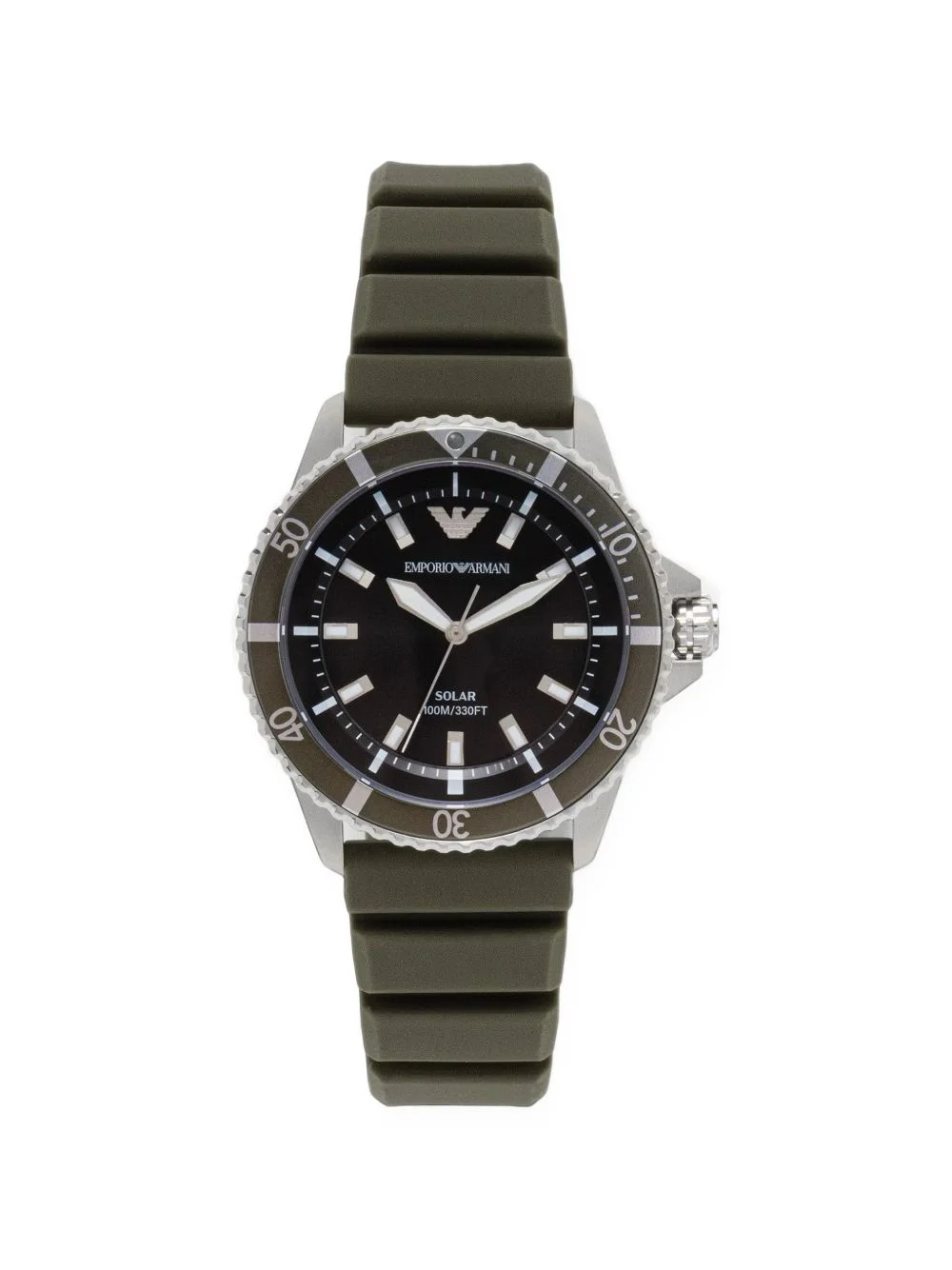 World Explorer solar-powered three-hand green silicone watch - 1