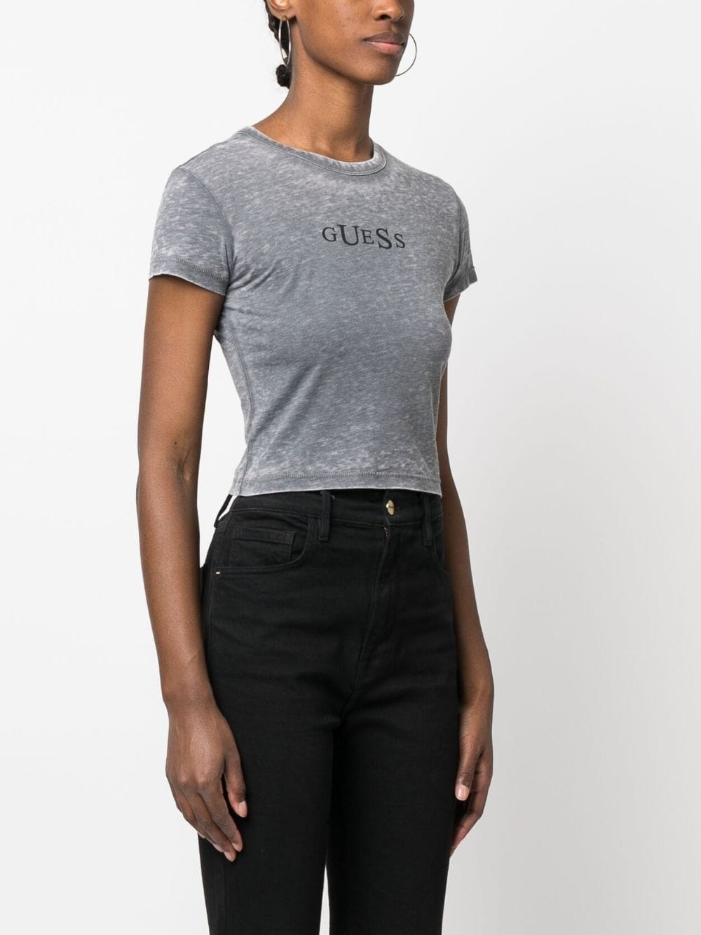 logo-print cropped T-shirt - 3
