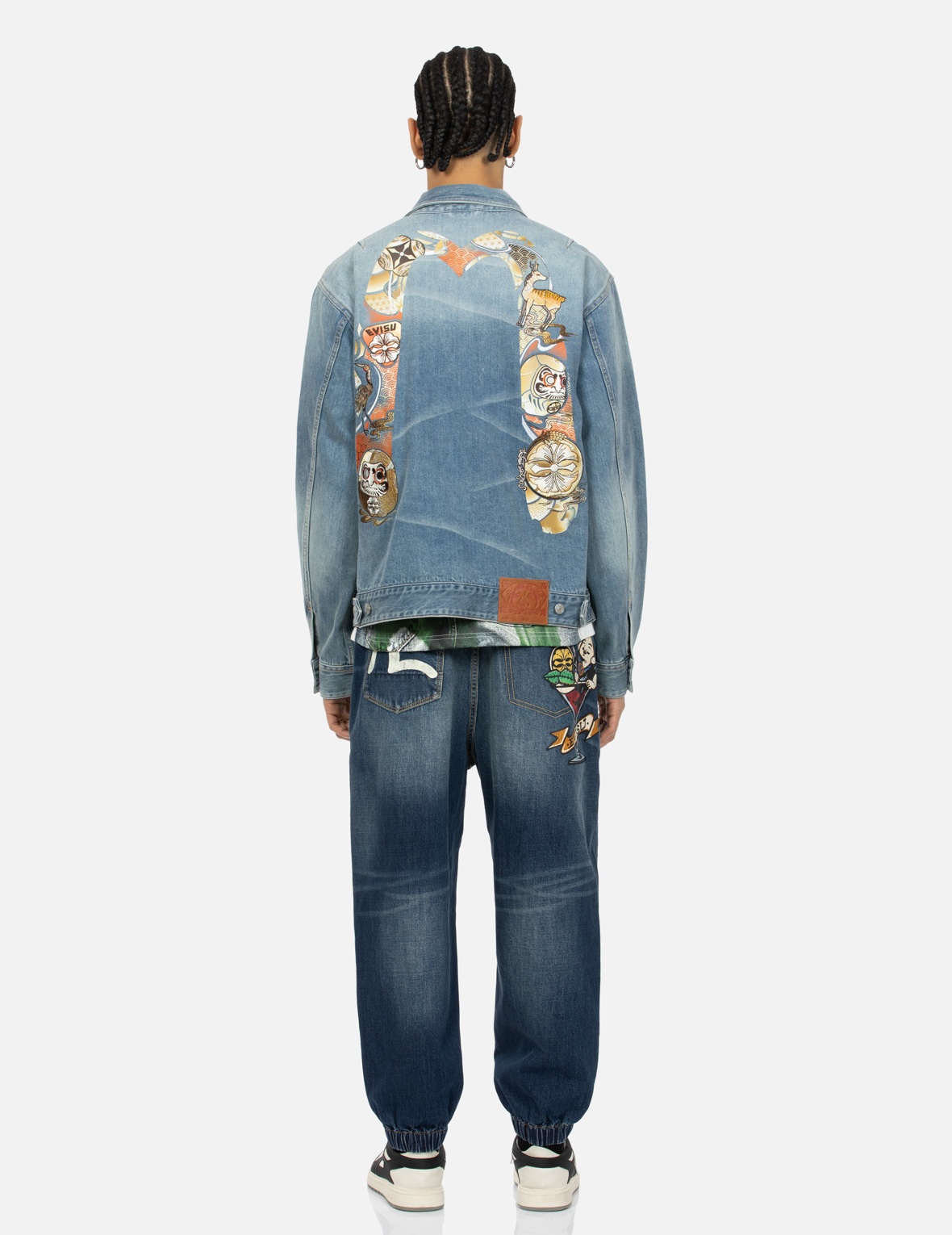 HANAFUDA DARUMA DAICOCK EMBROIDERY RELAX FIT DENIM JACKET - 5