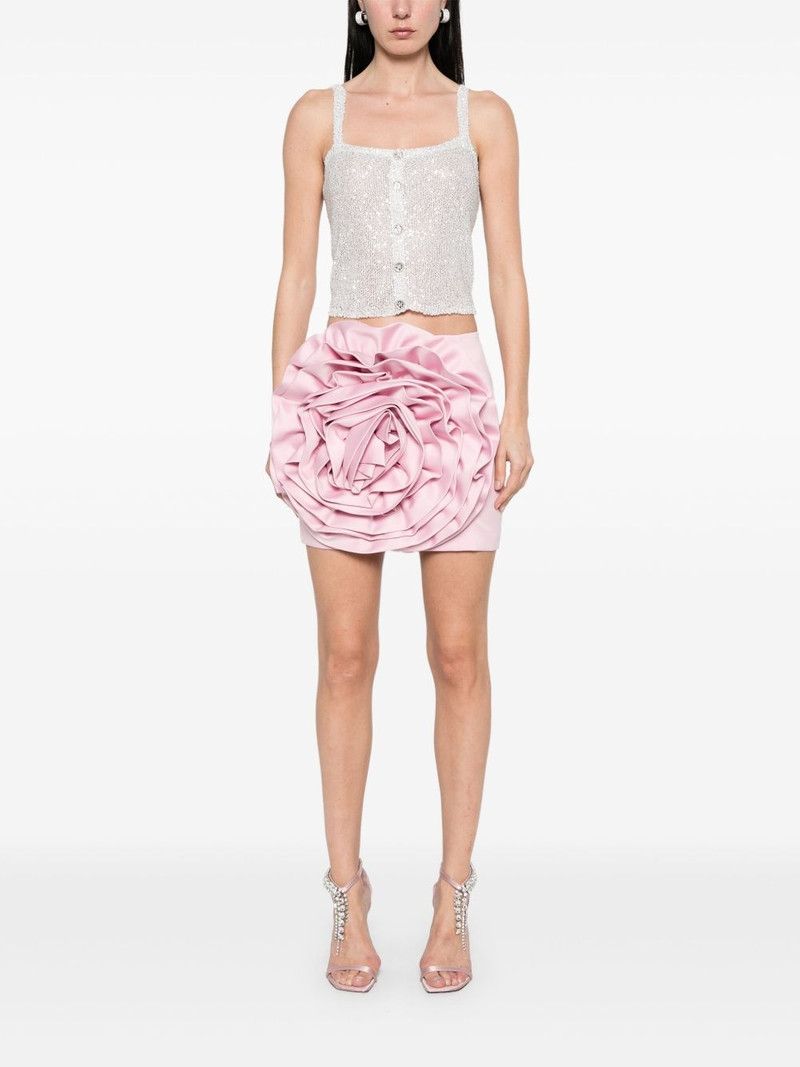 ROTATE floral-appliqué satin mini skirt outlook