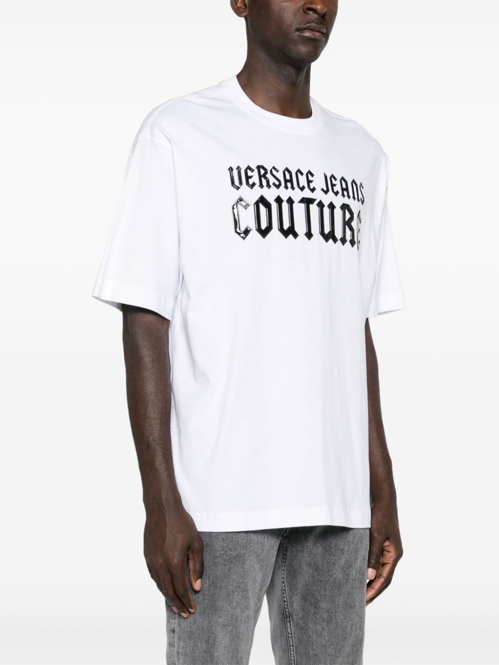 logo-embossed cotton T-shirt - 3