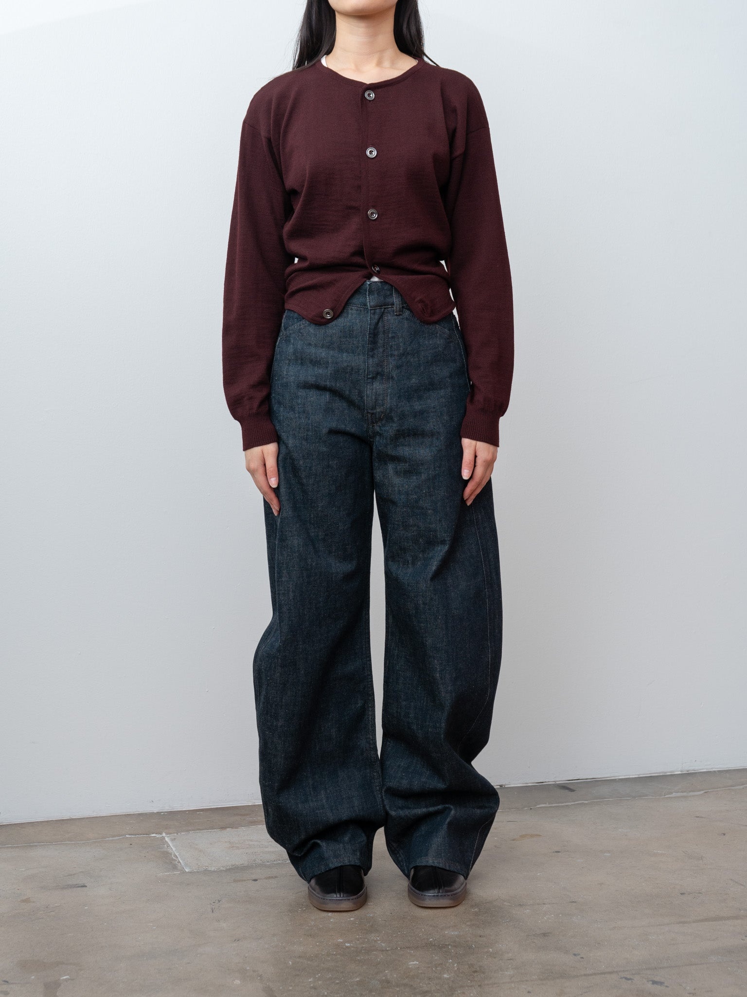 High Waisted Curved Pants - Denim Indigo - 2