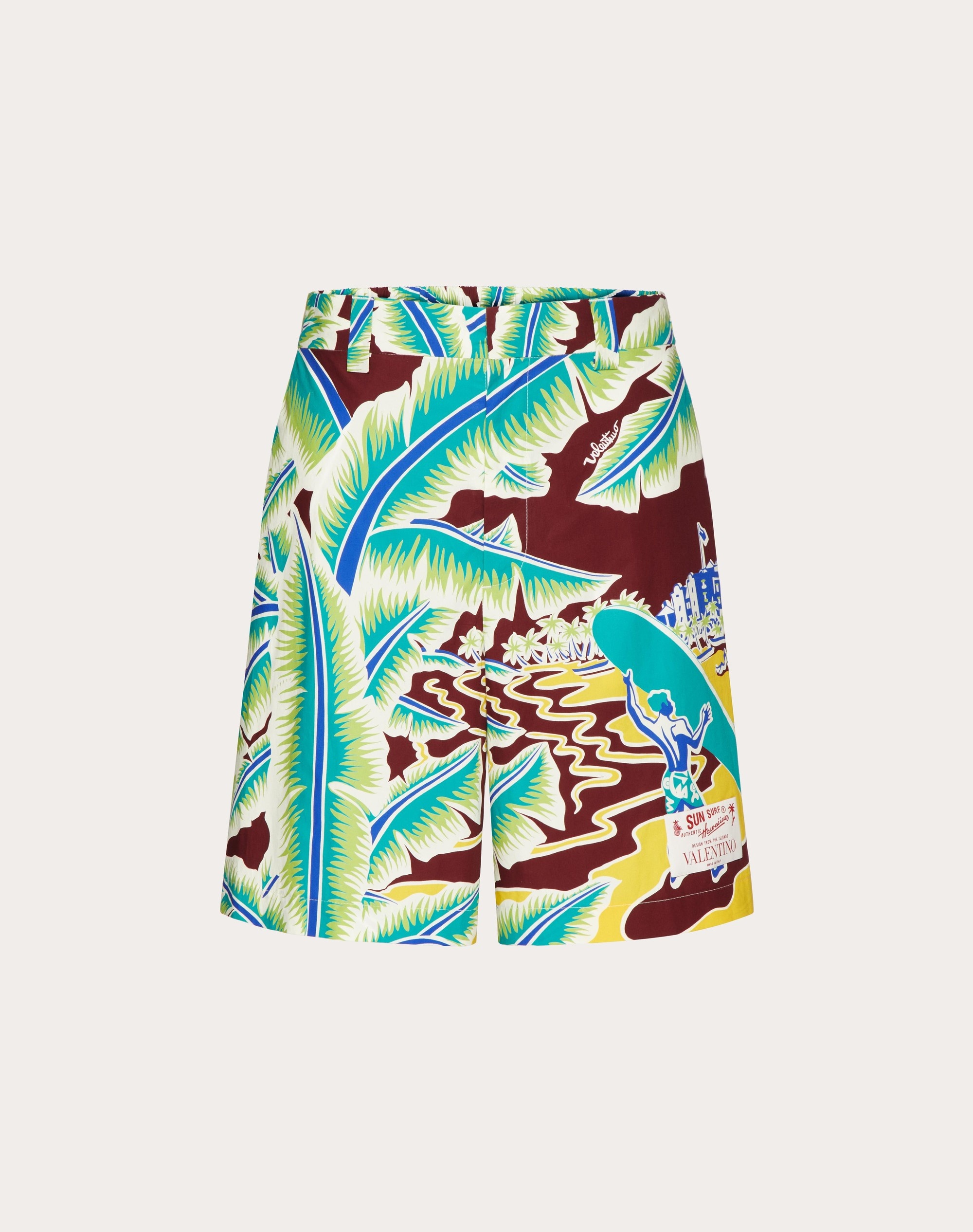 COTTON BERMUDA SHORTS WITH SURF RIDER PRINT - 1