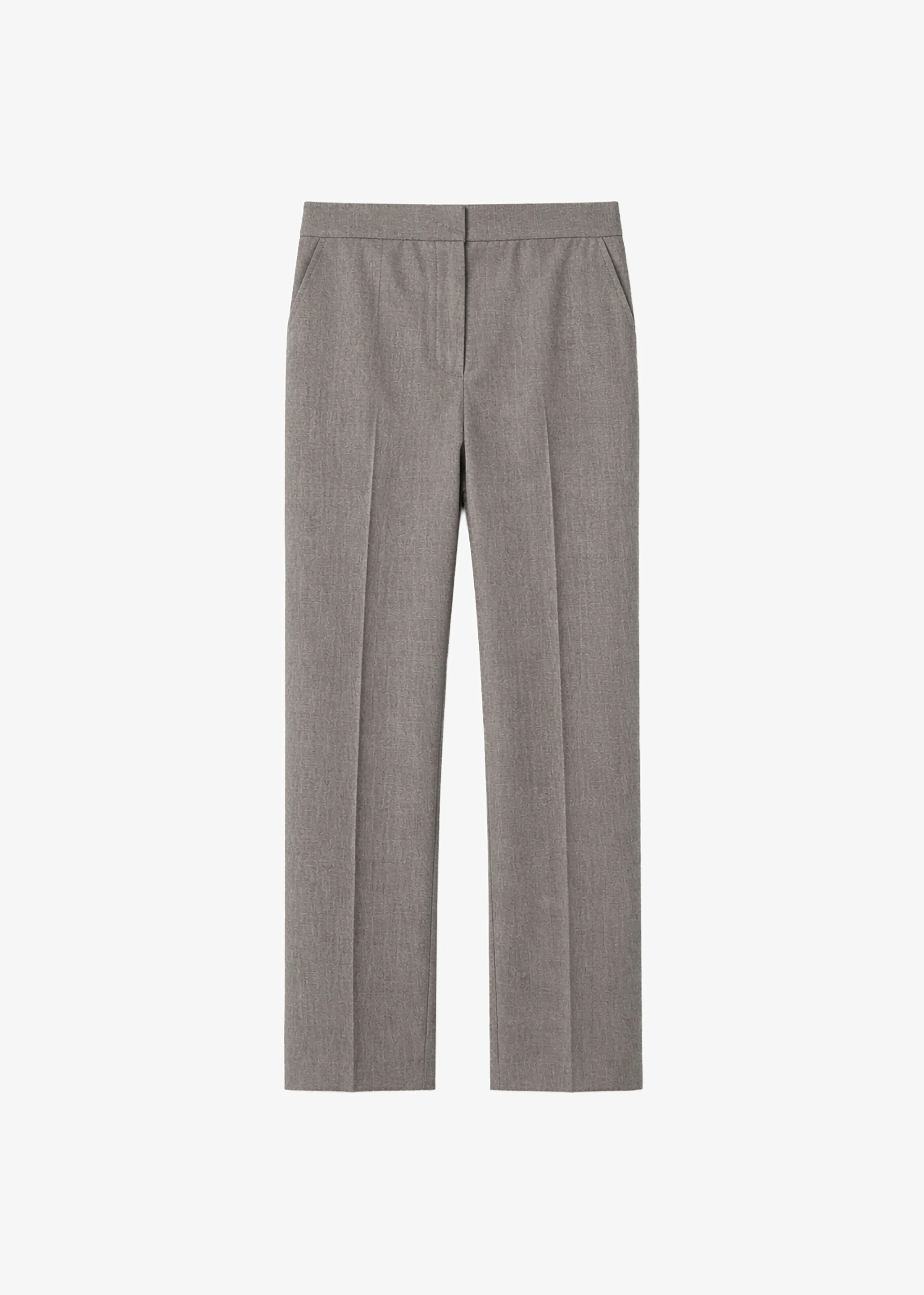Jet Wool Slim Tailored Trousers - Light Taupe Melange - 1