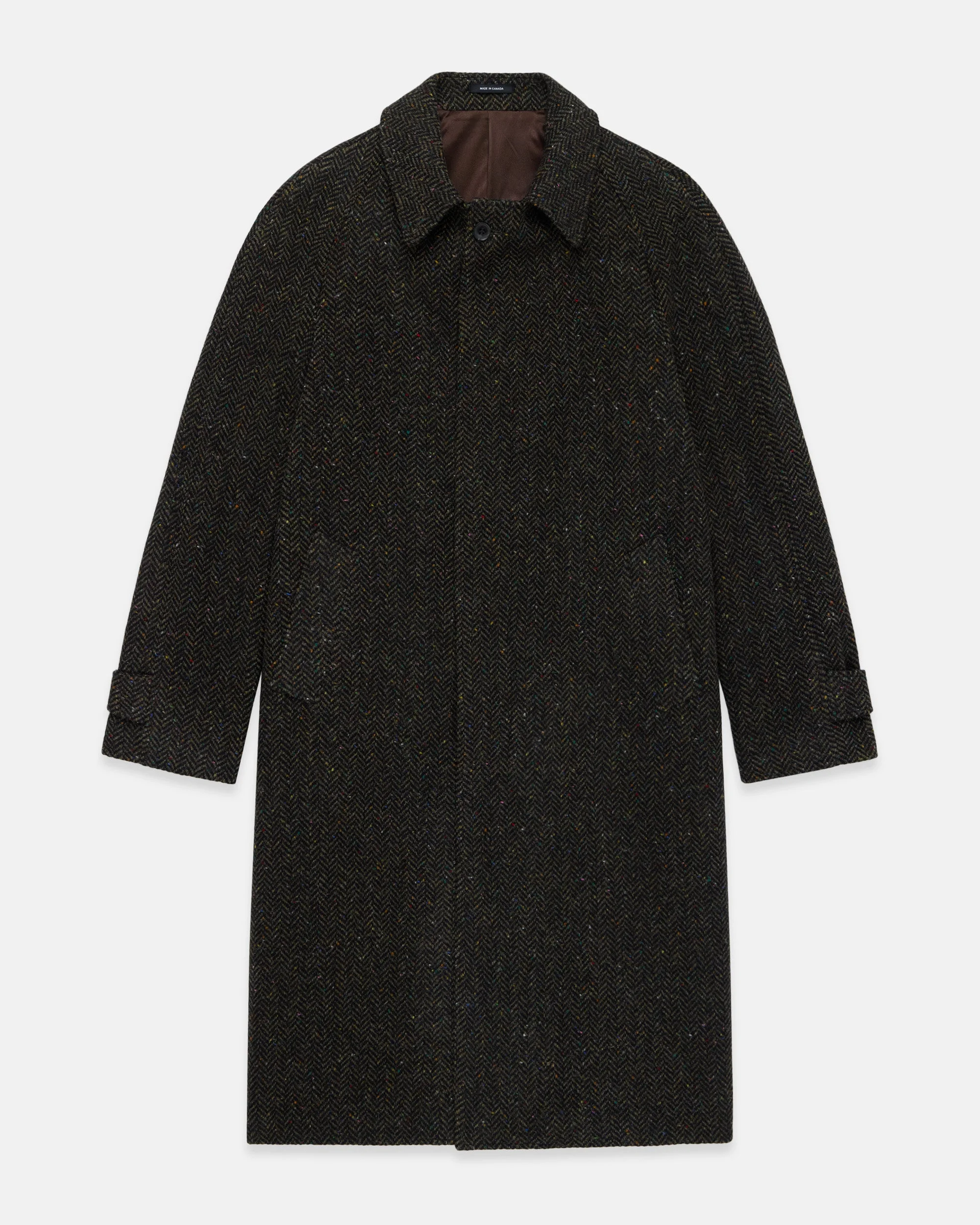 MADE-IN-CANADA DARK BROWN DONEGAL HERRINGBONE TWEED BALMACAAN - 1