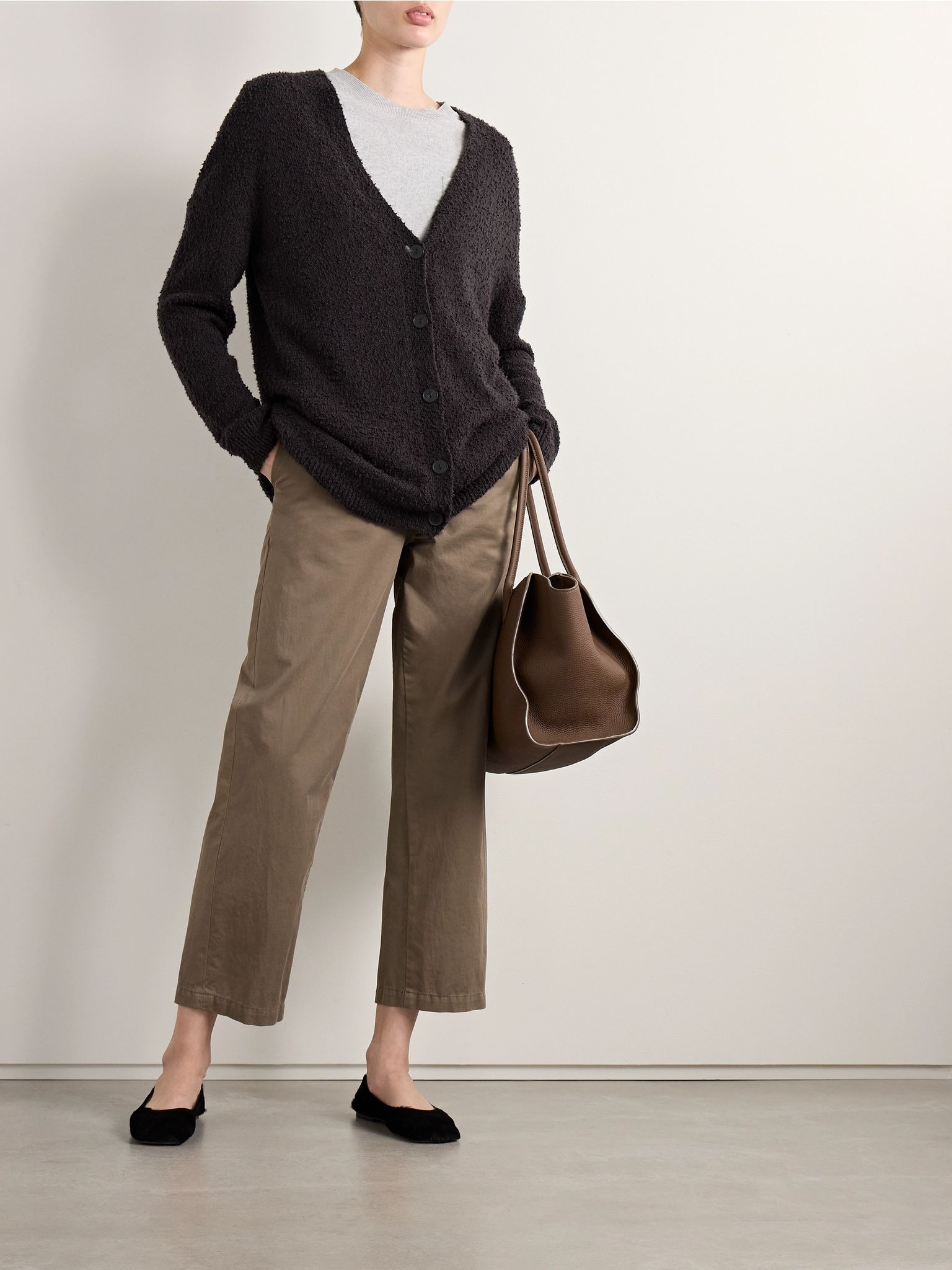 Zalenka cropped cotton and cashmere-blend twill straight-leg pants Taupe - 2