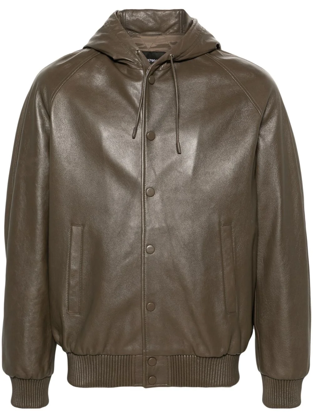hooded leather bomber jacket - 1