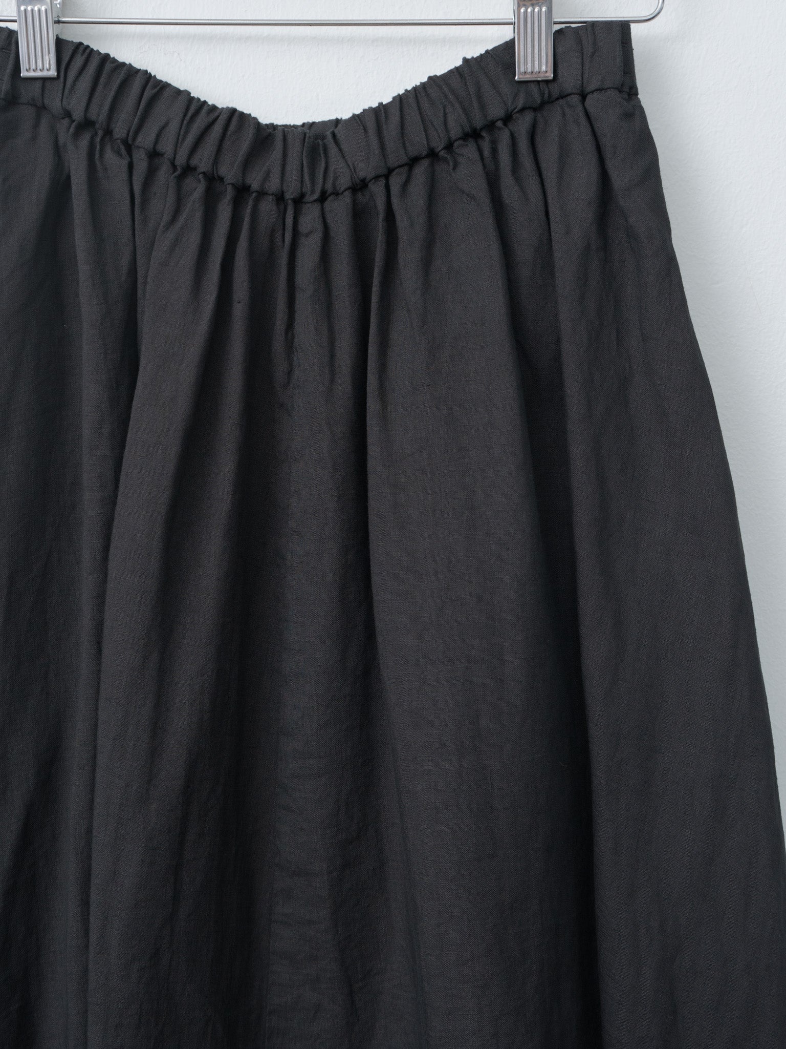Natural Dyed Linen Lawn Gathered Skirt - Black - 6