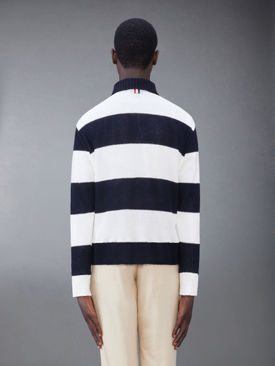 Thom Browne striped knitted polo shirt outlook