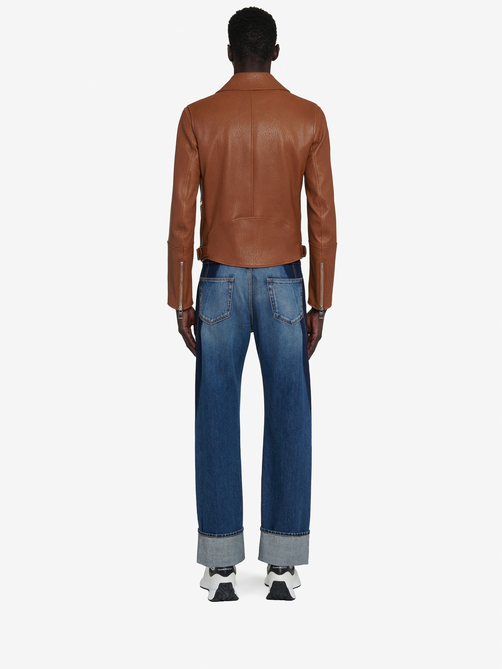 Men's Leather Biker Jacket in Tobacco - 4
