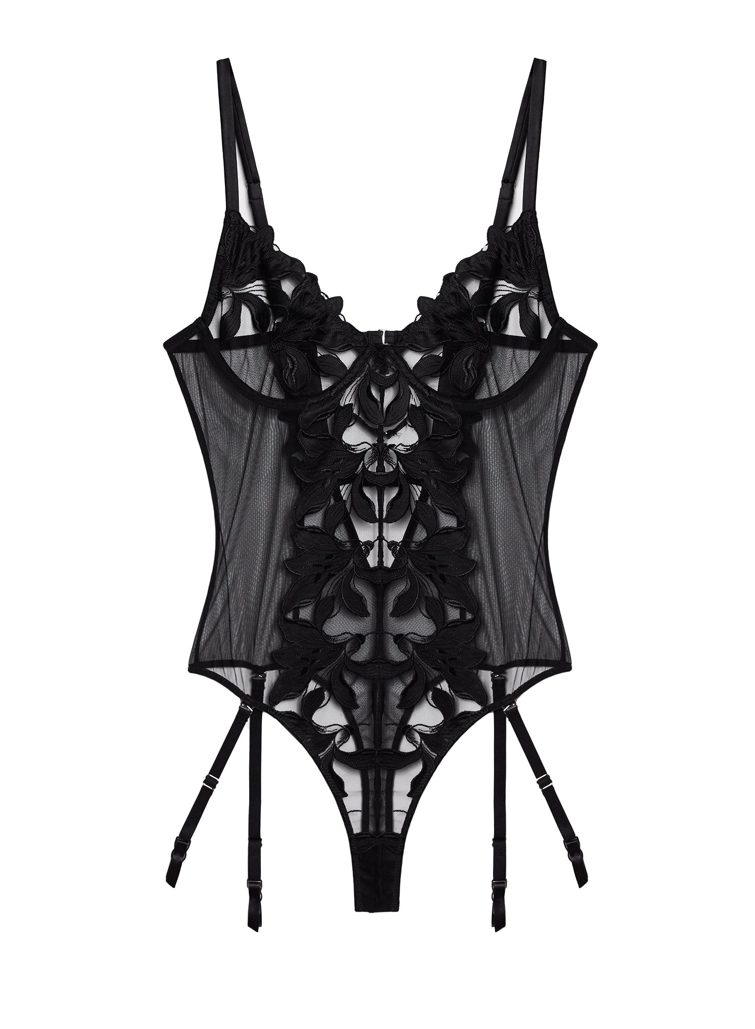 Lily Embroidery Cupped Bodysuit - 1