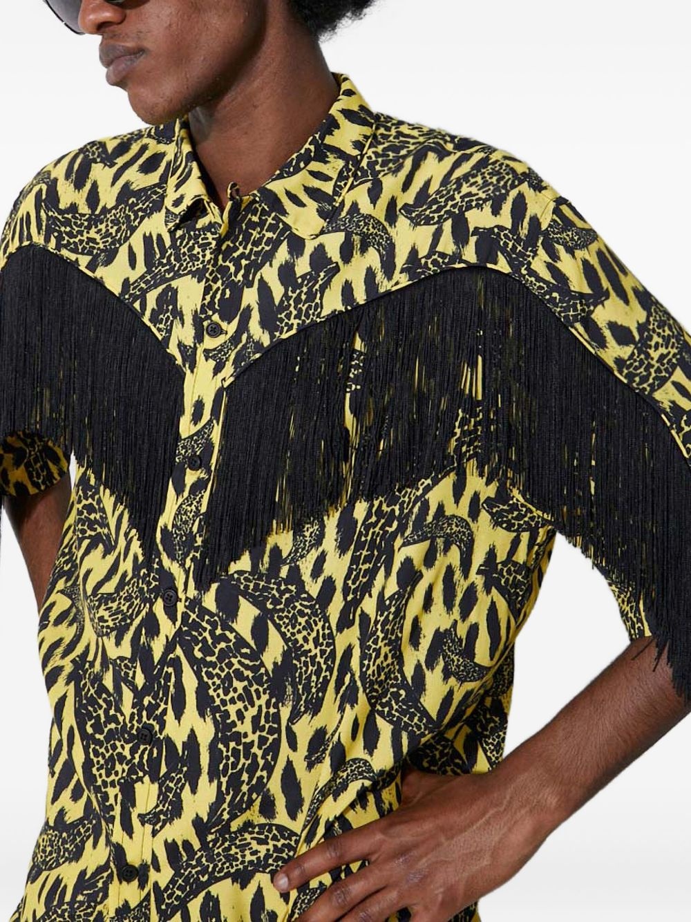 leopard-print fringe shirt - 5