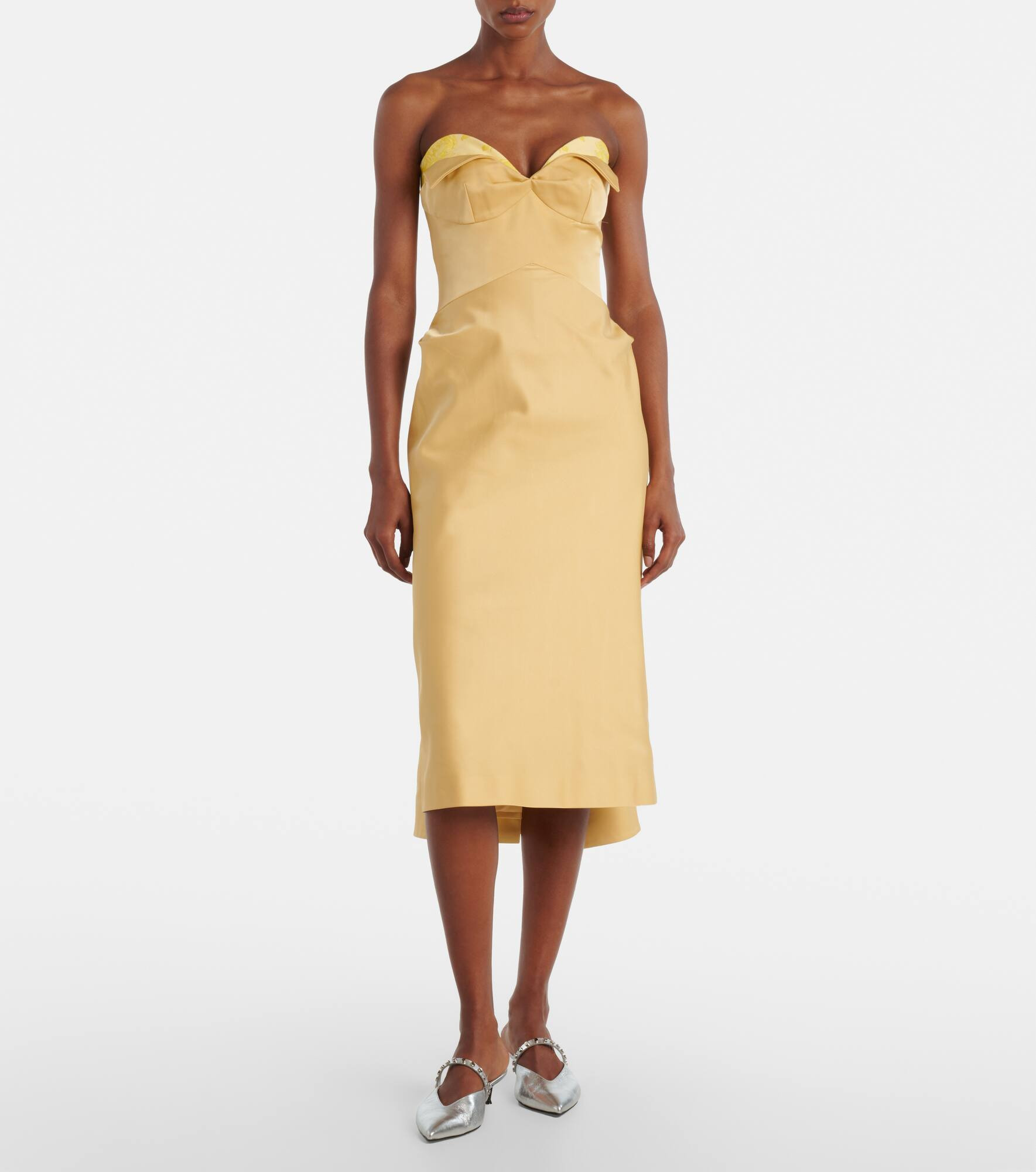 Strapless satin midi dress - 2