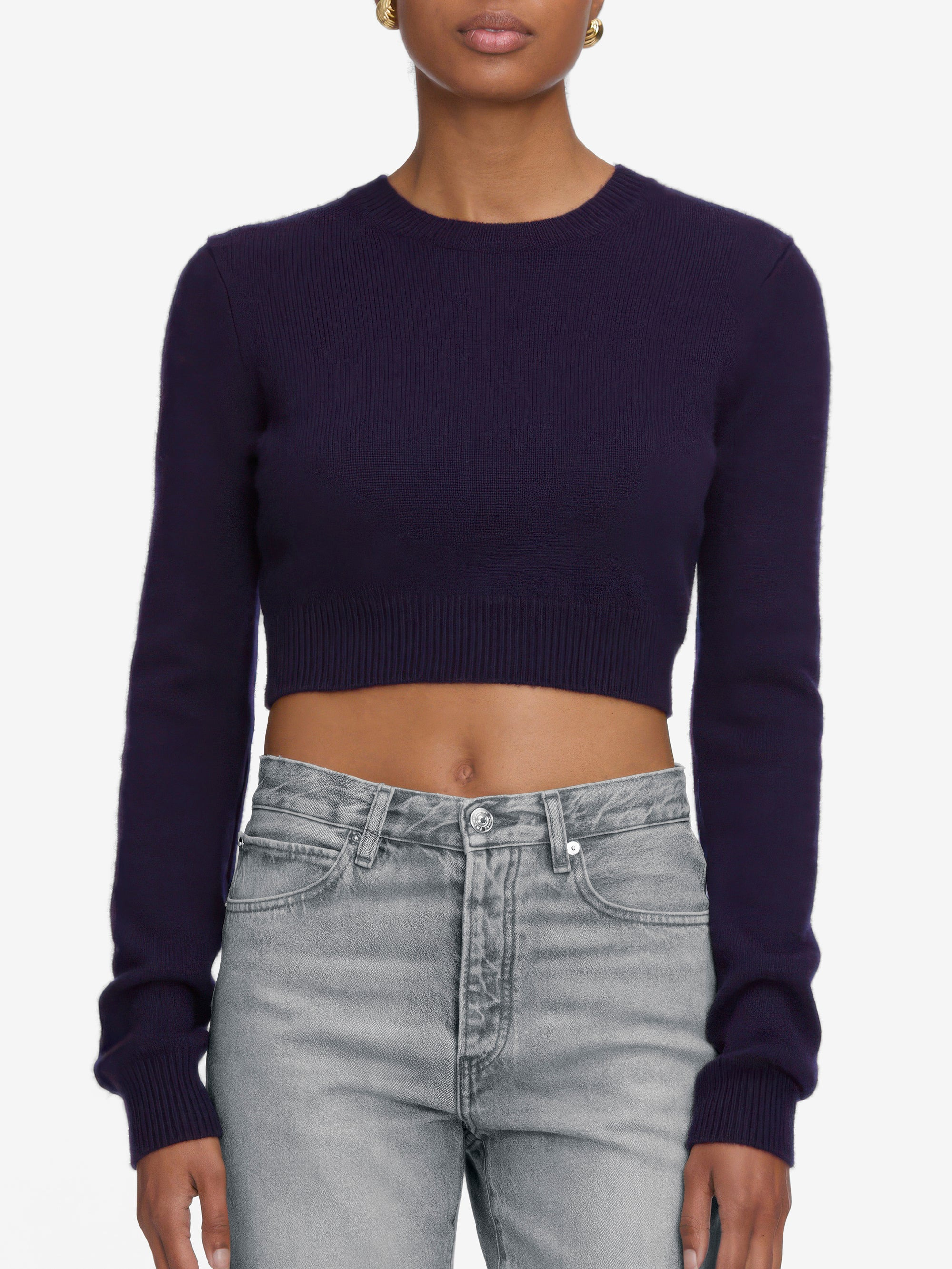 The Cashmere School Crew Sweater in Royal Purple - 3