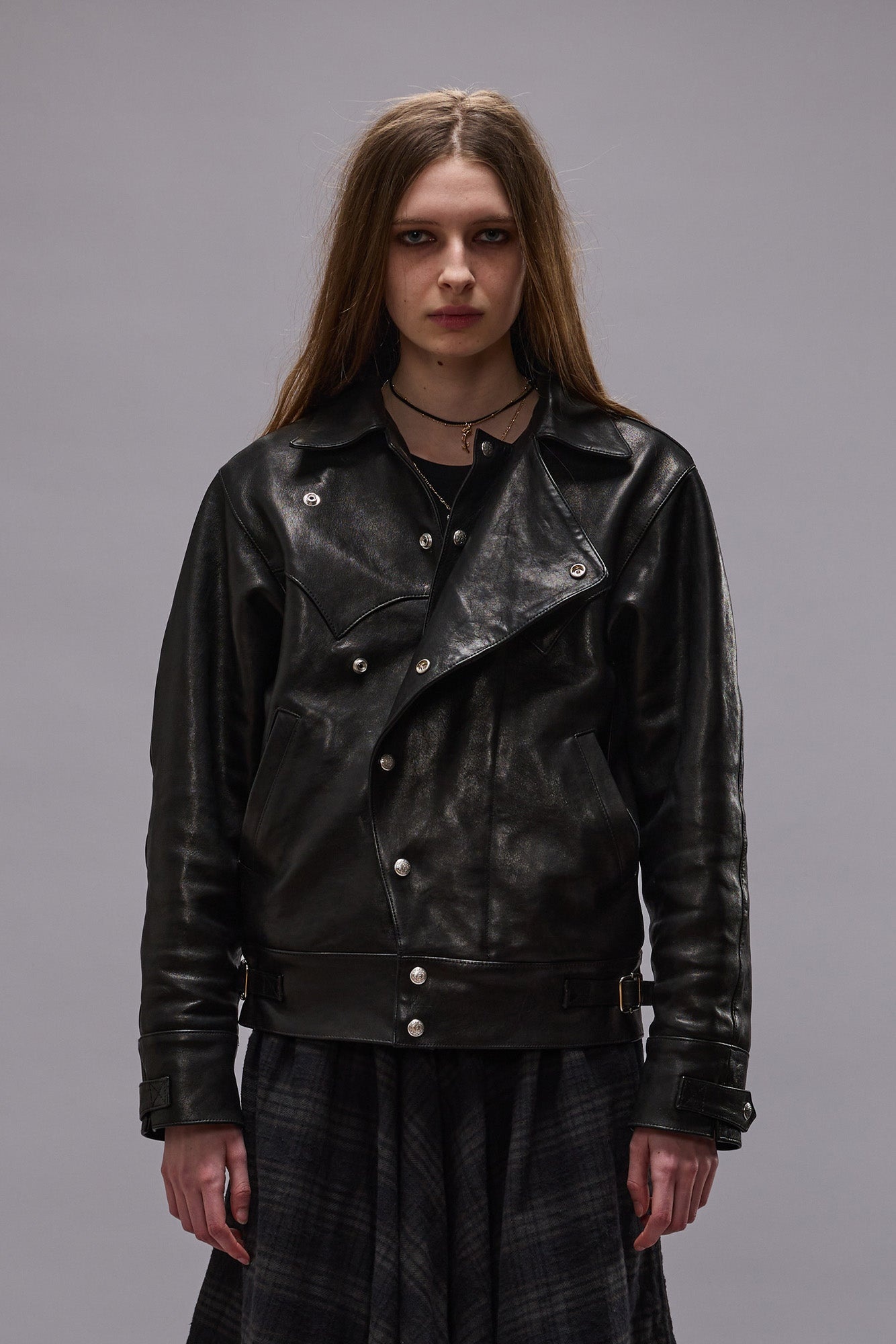 ASYMMETRICAL SNAP JACKET - BLACK -R13 - 3