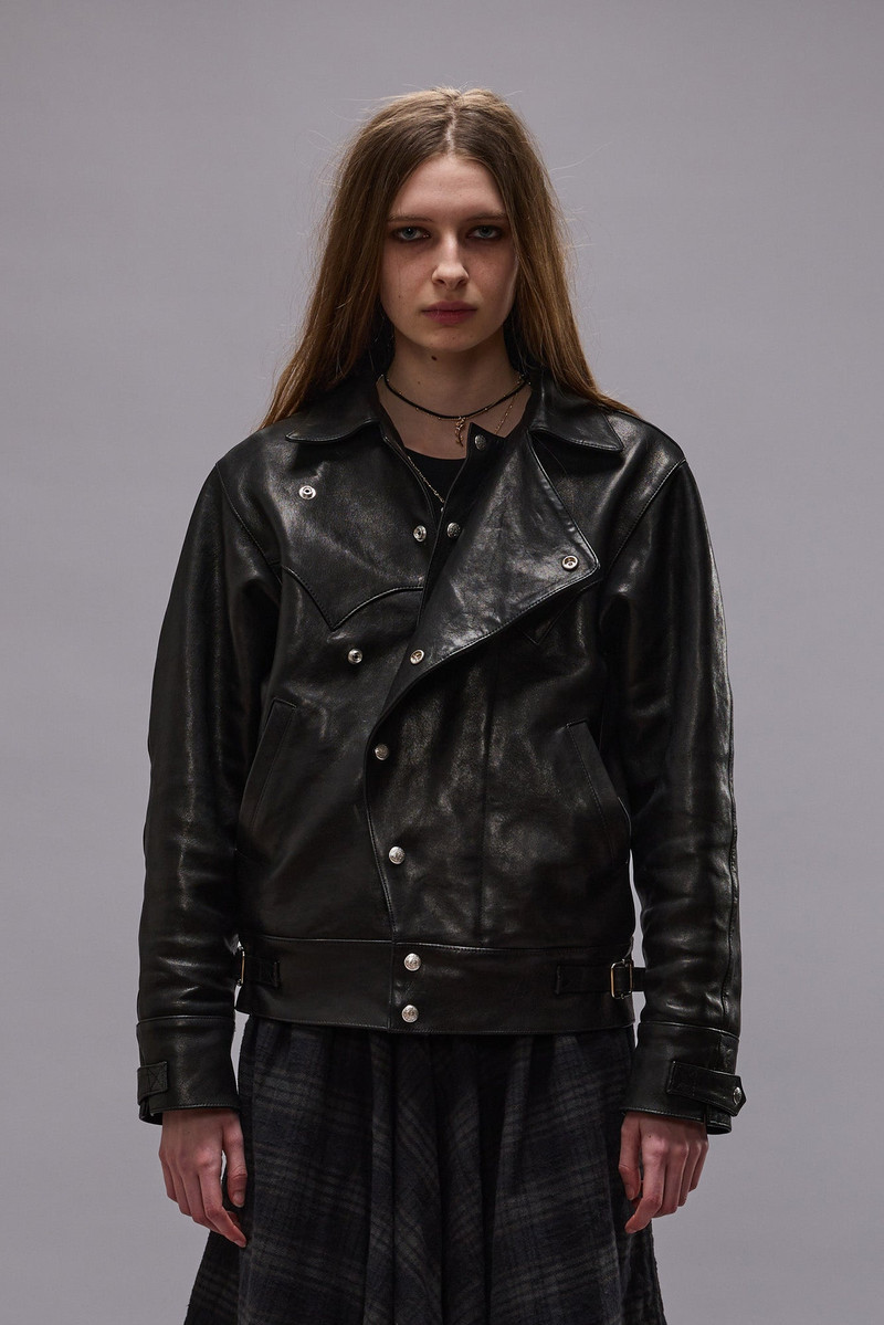 ASYMMETRICAL SNAP JACKET - BLACK -R13 3