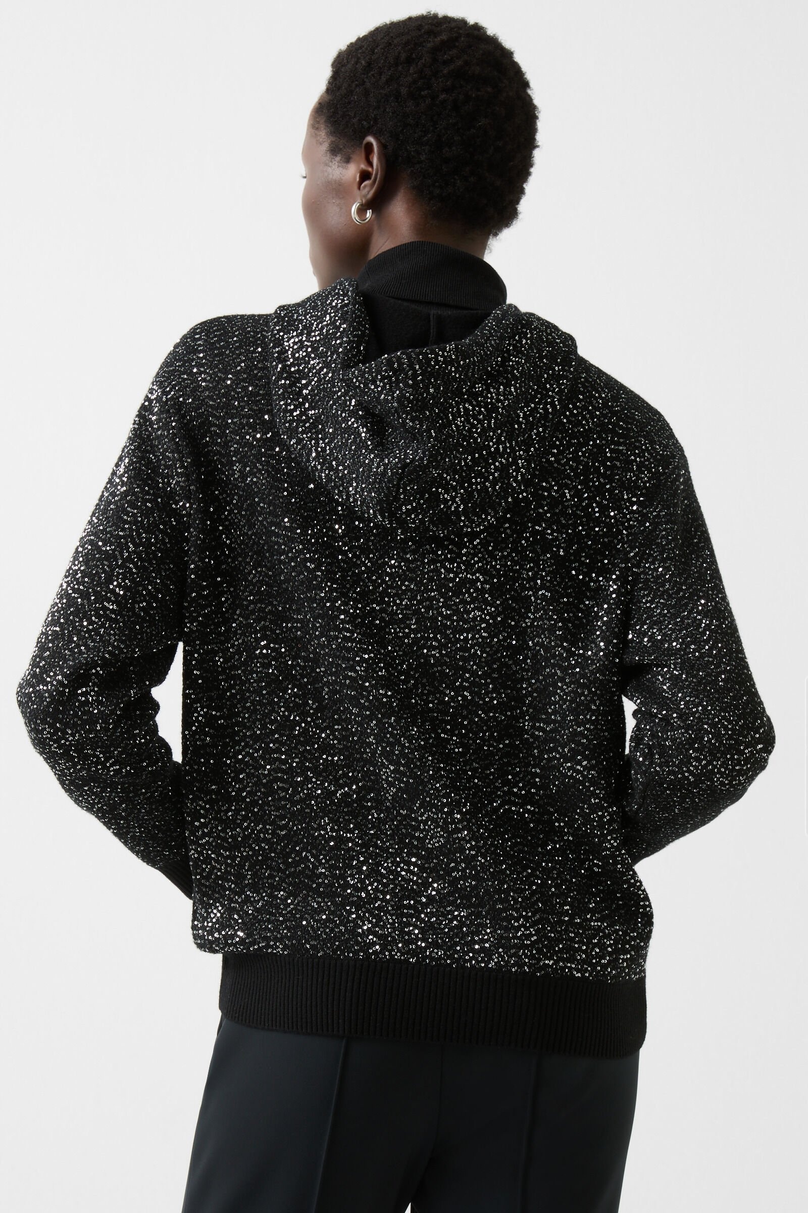 Ulli Sequinned hoodie in Black - 3