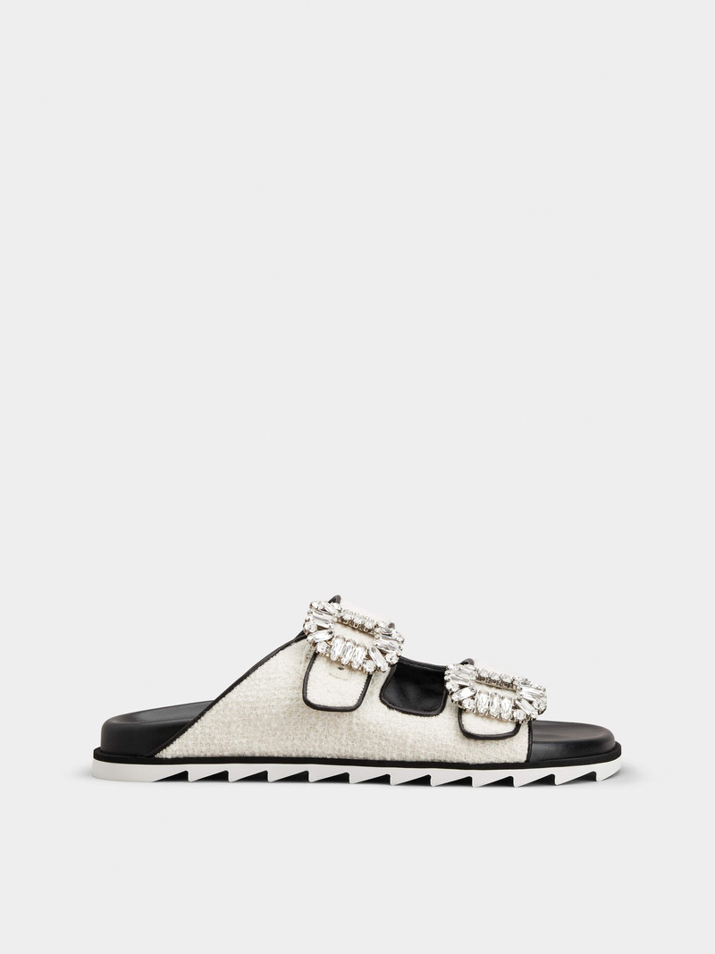 Slidy Viv' Strass Buckle Mules in Fabric 1