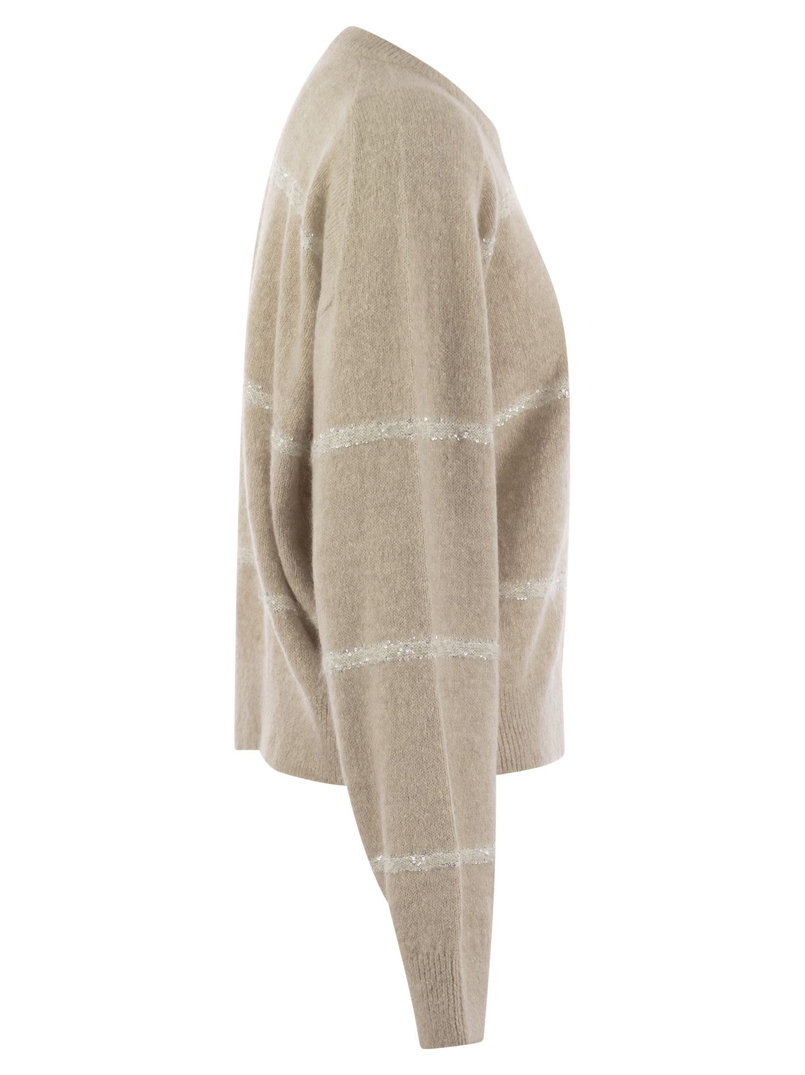 Brunello Cucinelli Women Alpaca, Cotton And Wool Sweater With Sequins - 3