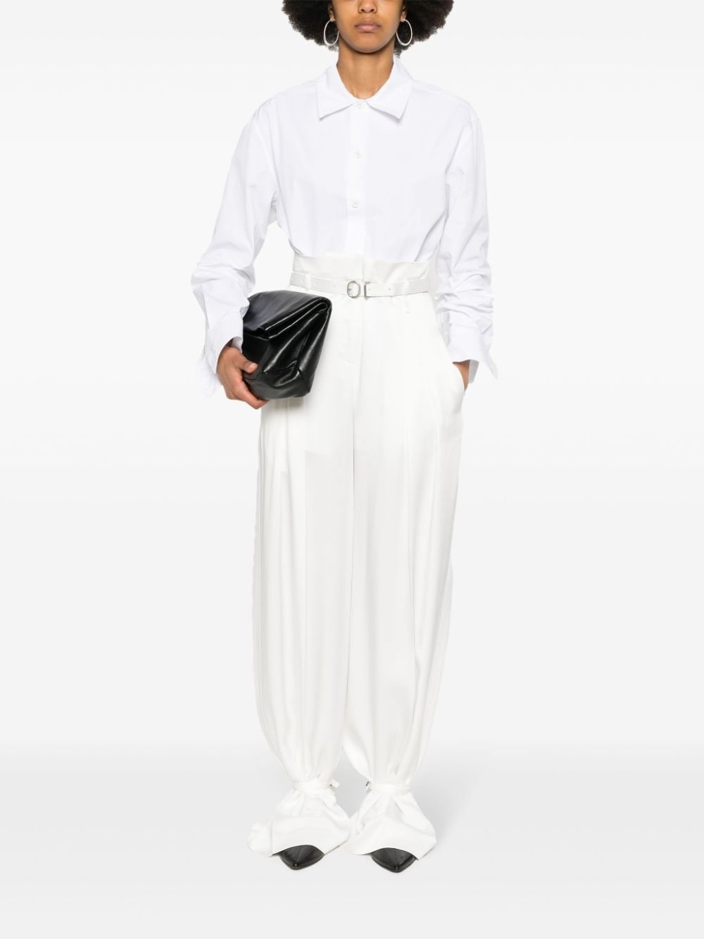 crepe pleated straight trousers - 2