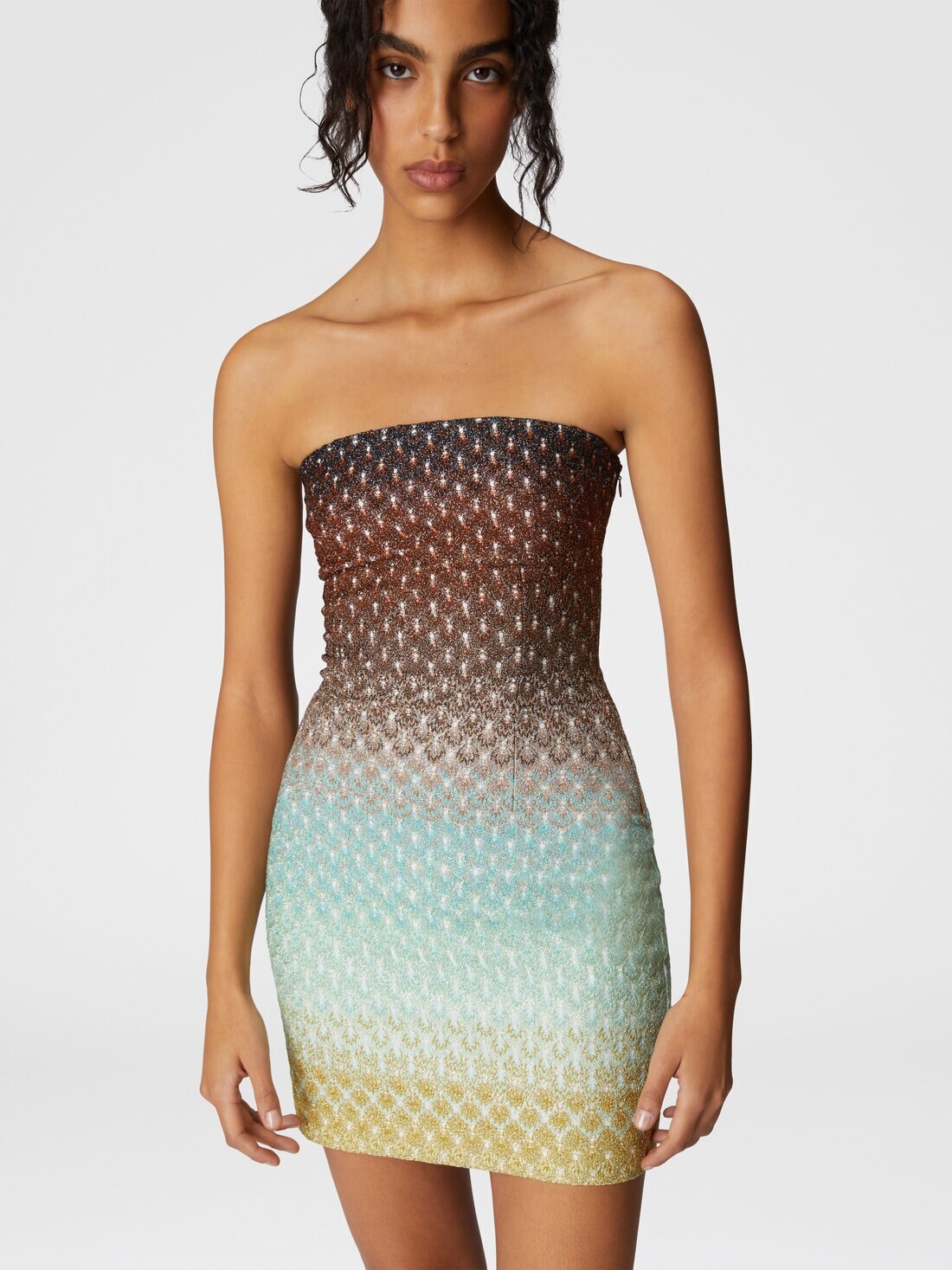 Strapless mini dress in dégradé lace - 4