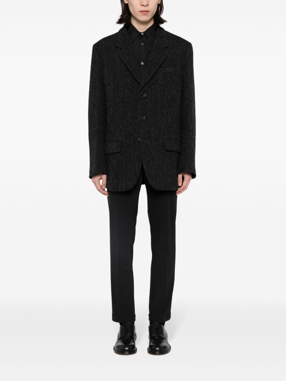 notched-lapels contrasting-trim blazer - 2