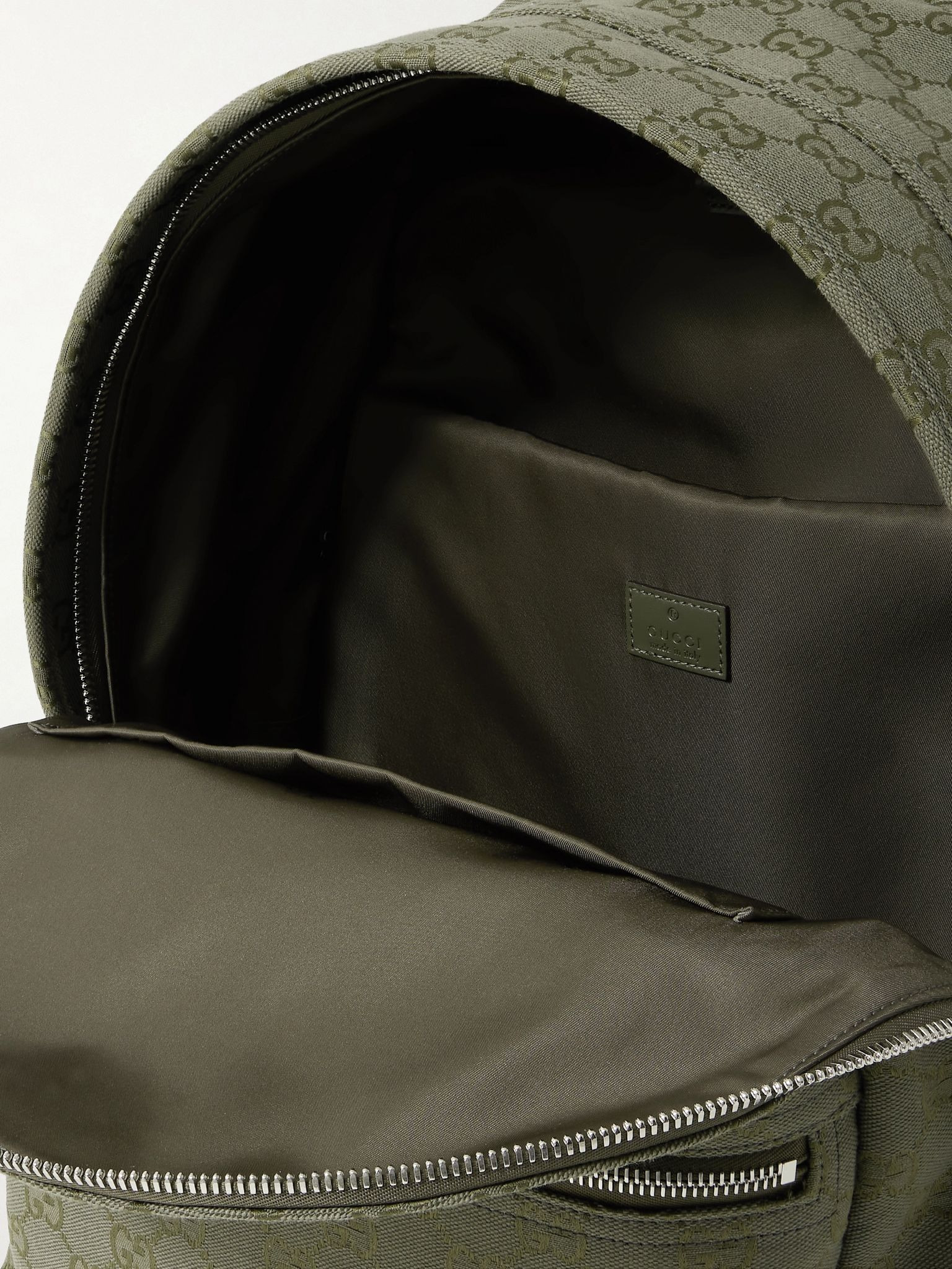 Neo Leather-Trimmed Monogrammed Canvas Backpack Dark green - 5