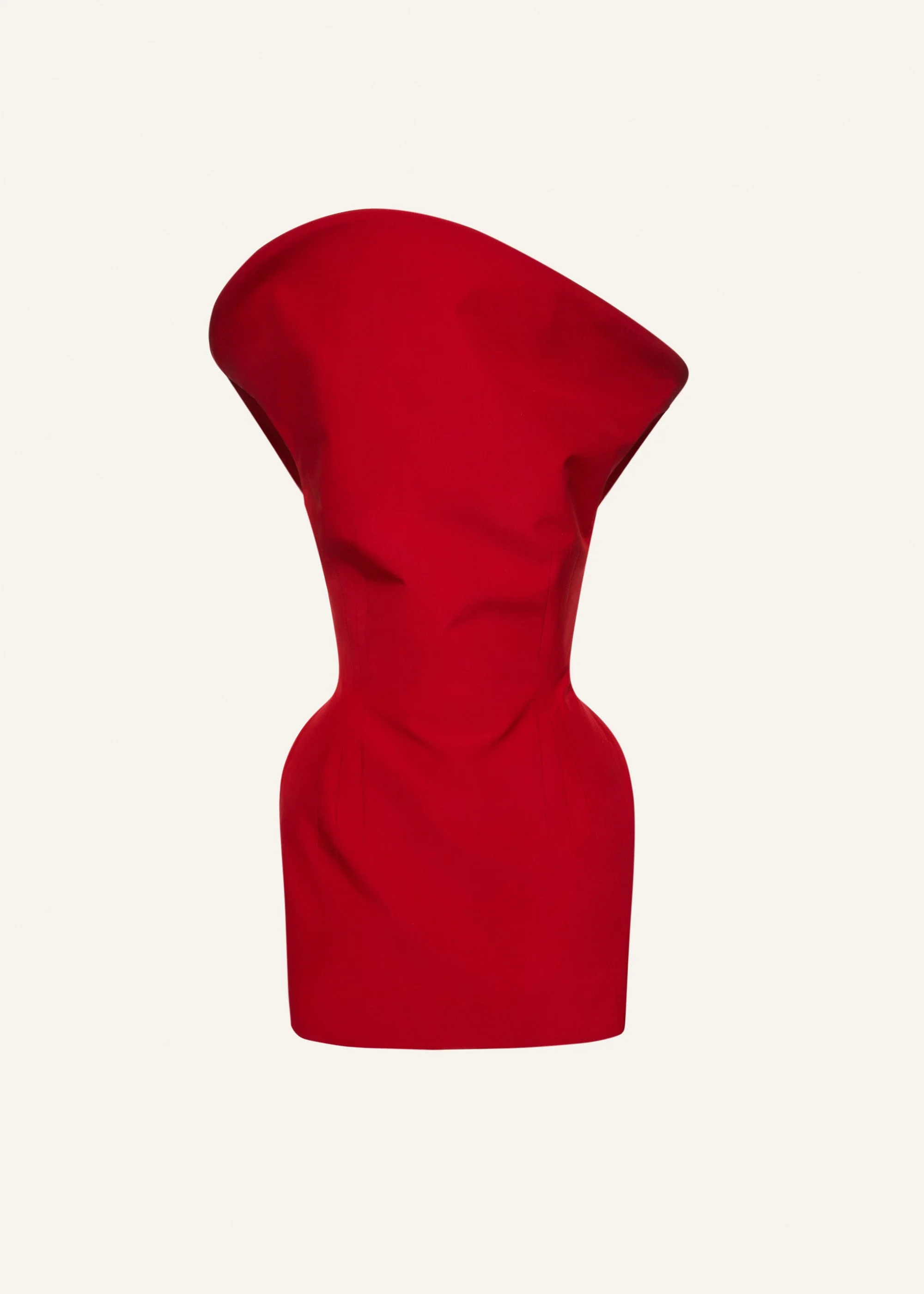 Sculpted cotton mini dress in red - 1