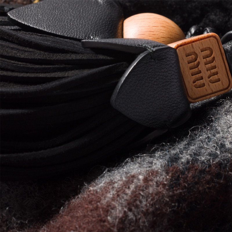 Gingham and shearling handbag 5