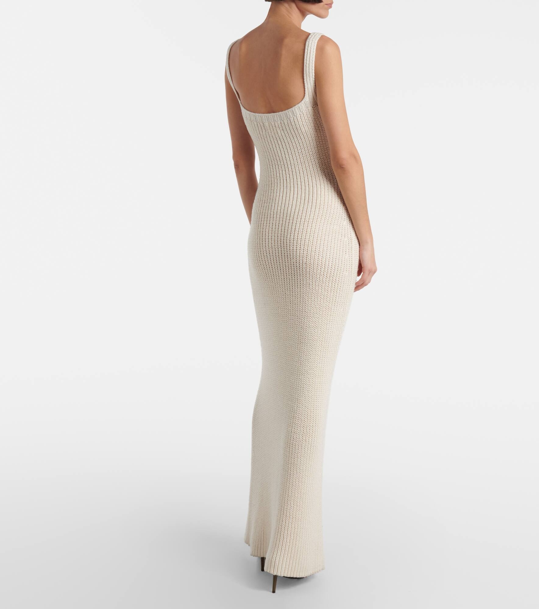 Lex ribbed-knit silk maxi dress - 3