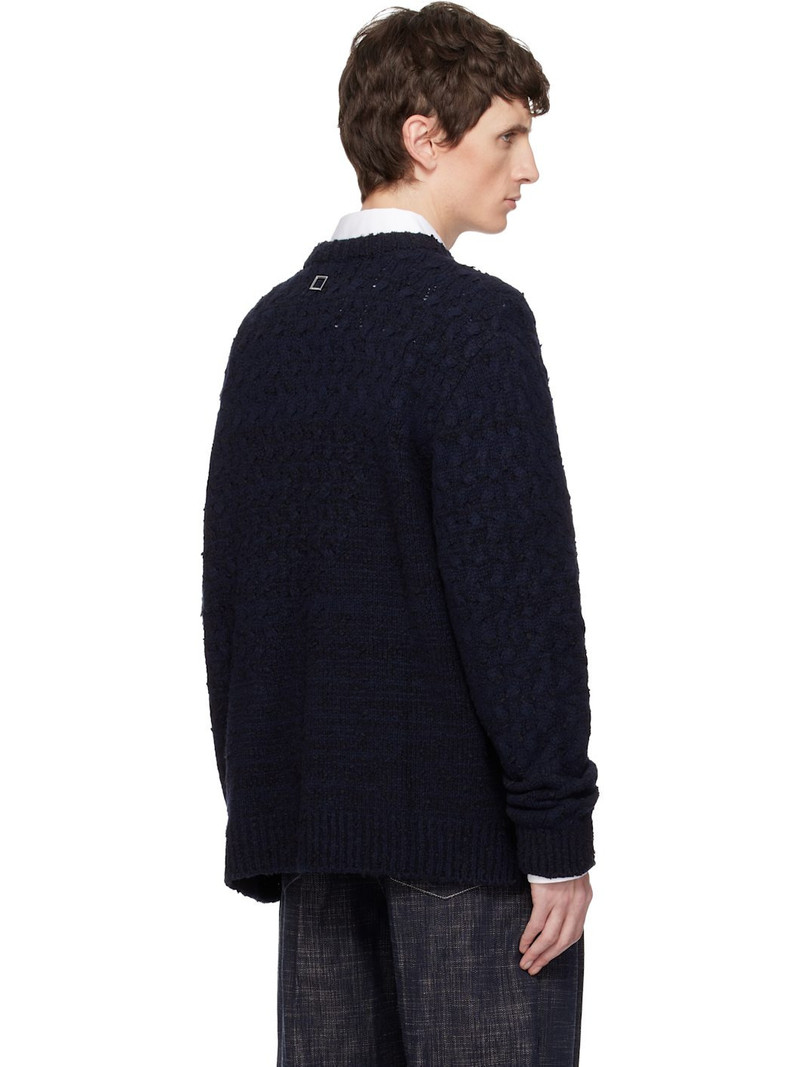 Navy Wool Blend Cable Sweater 3
