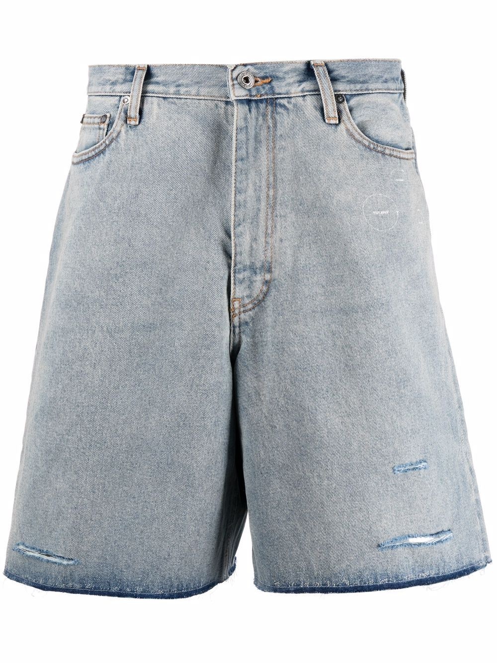 Cut Here bleached denim shorts - 1